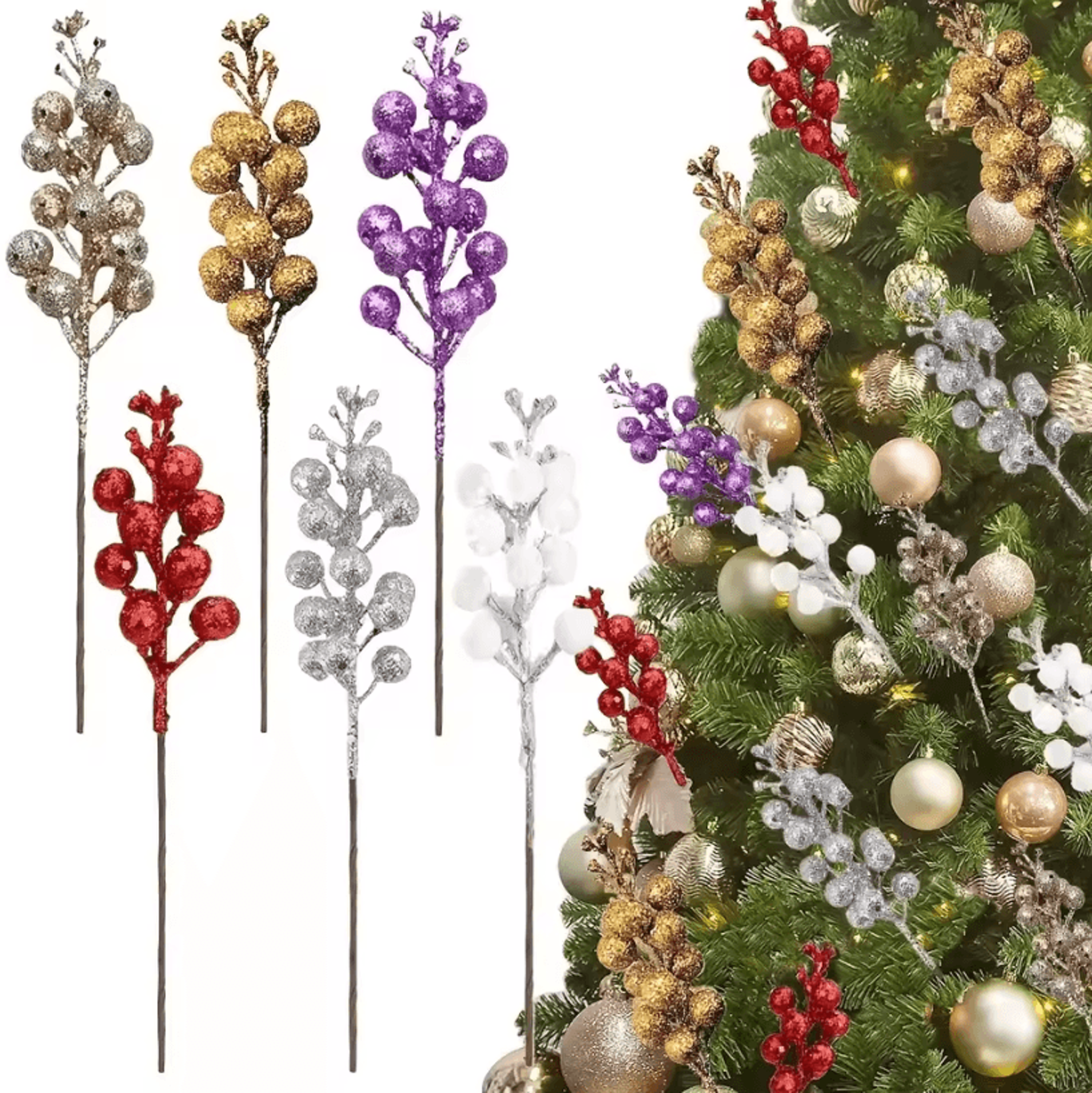 10Pack Christmas Berry Decorations  Artificial Berry Bouquet Set For Xmas Tree Ornaments And Holida 1