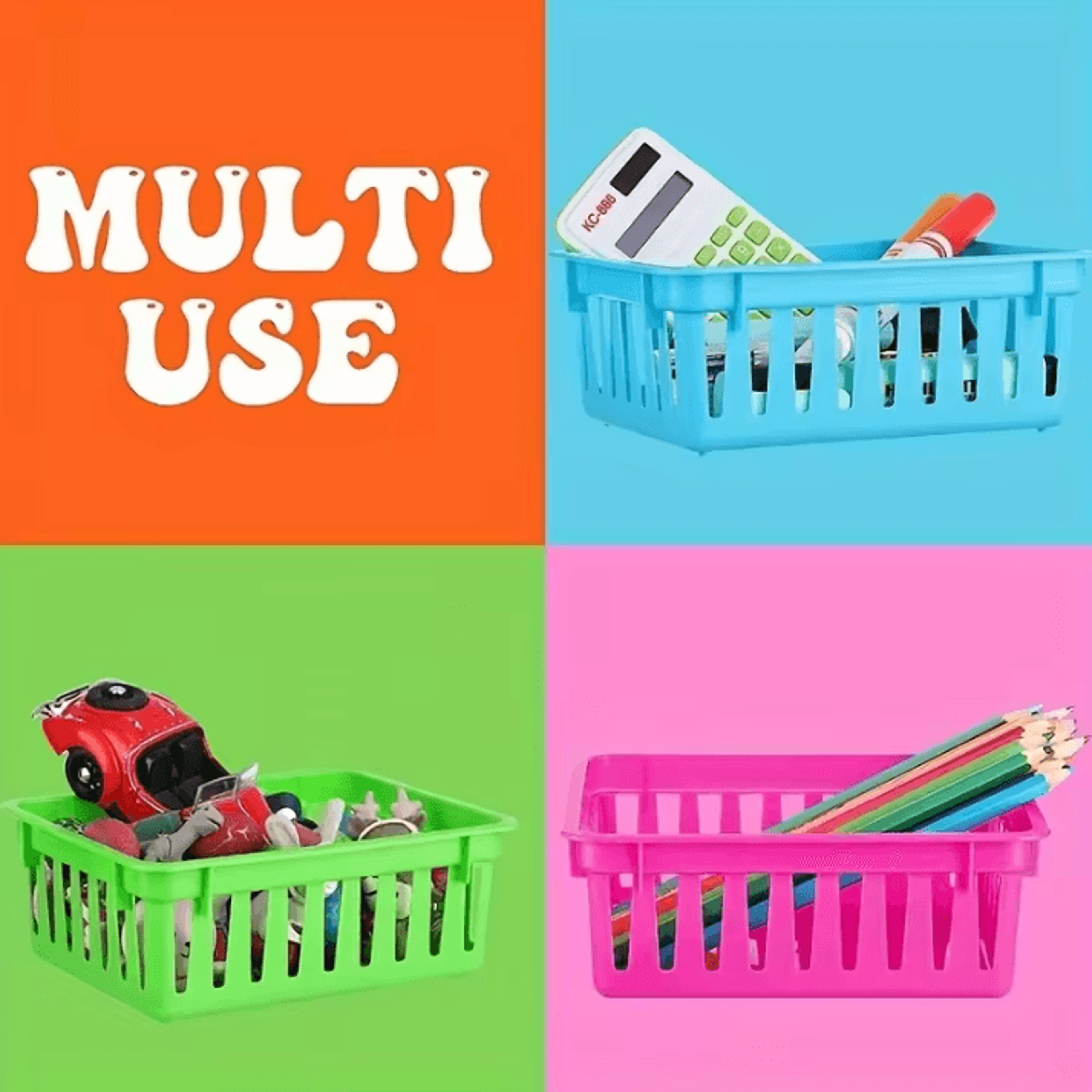 6Pack Stackable Storage Baskets  Office And Household Storage Baskets Colorful Plastic Pencil Stora 1