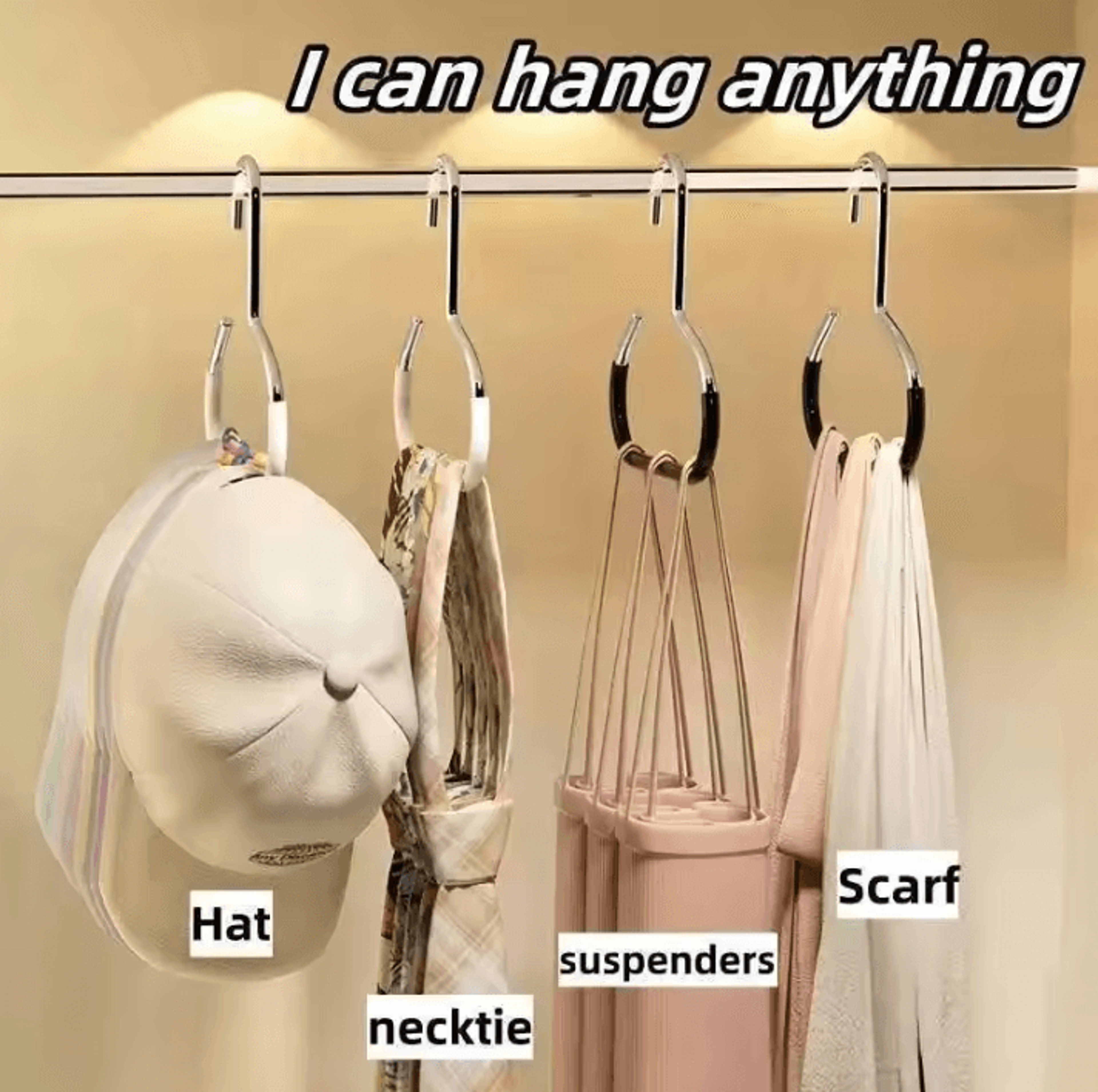 Durable Stainless Steel Hat Hanger  NonSlip Hanging Hooks For Wardrobe Storage Organizer  MultiPurp 3