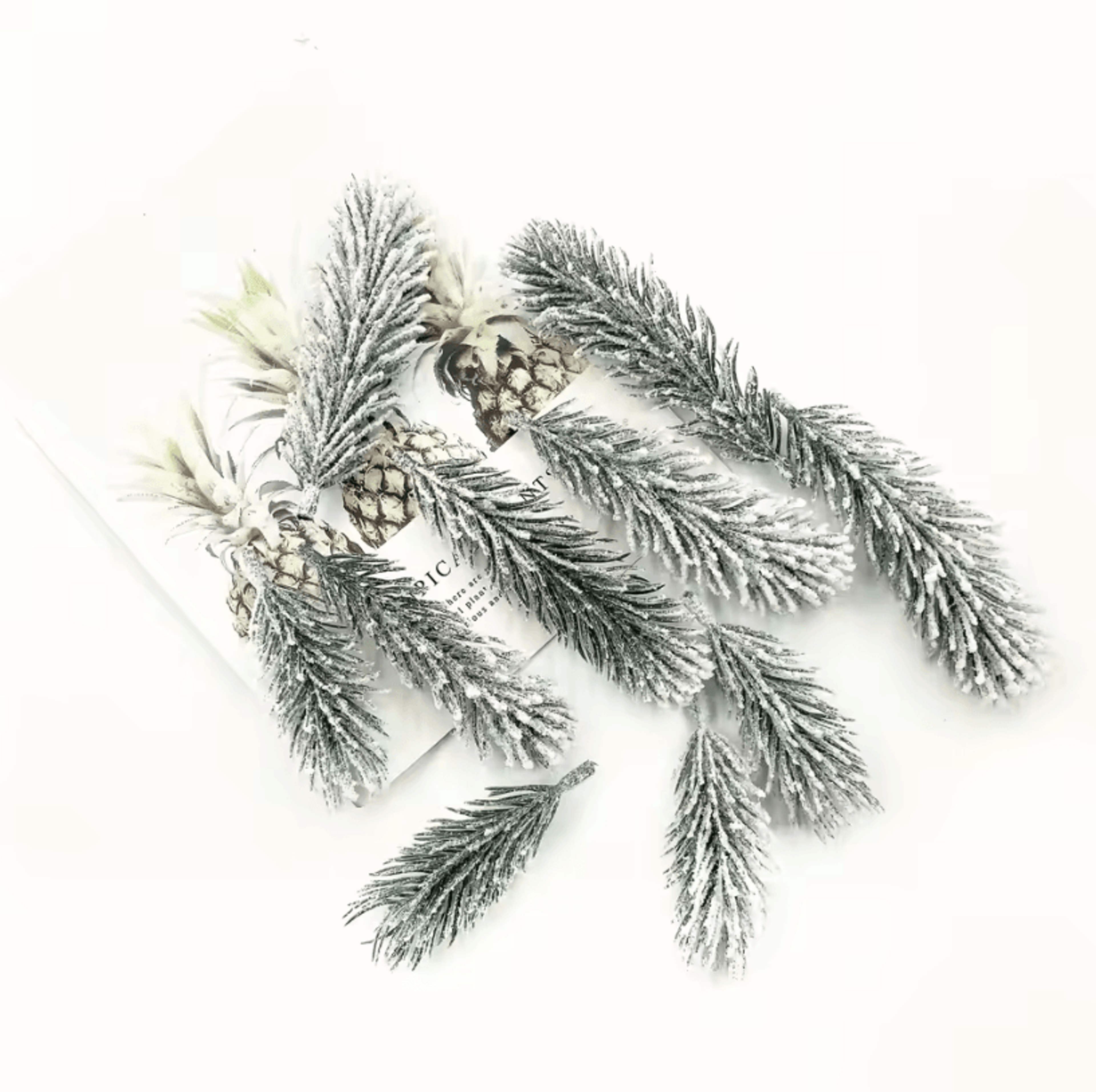 20Pcs Artificial Pine Branches White Flocking Christmas Tree Decoration For Festive Home And Party  2