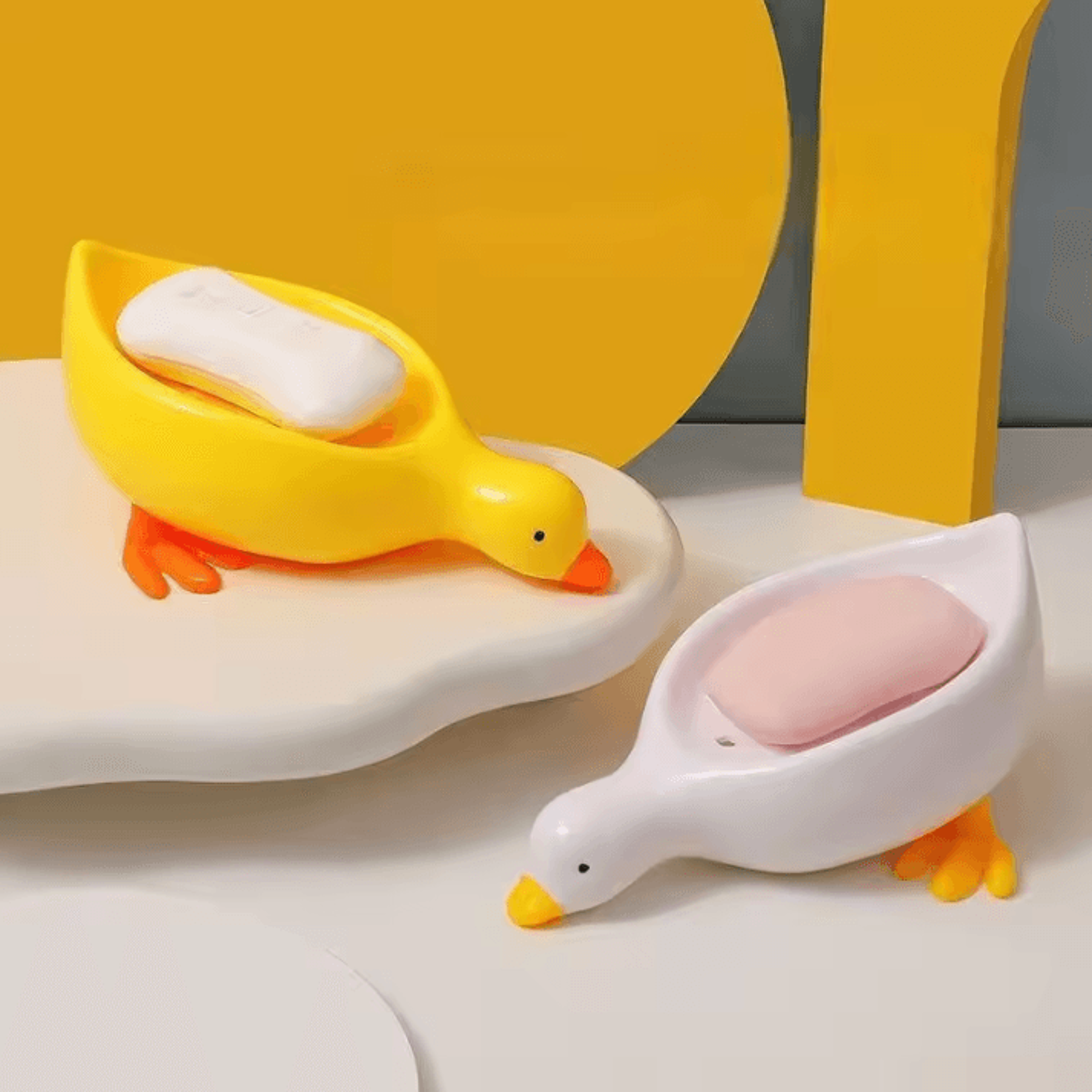 self-draining self-draining soap tray cute duck-shaped creative rack for bathroom, kitchen, tub and sink