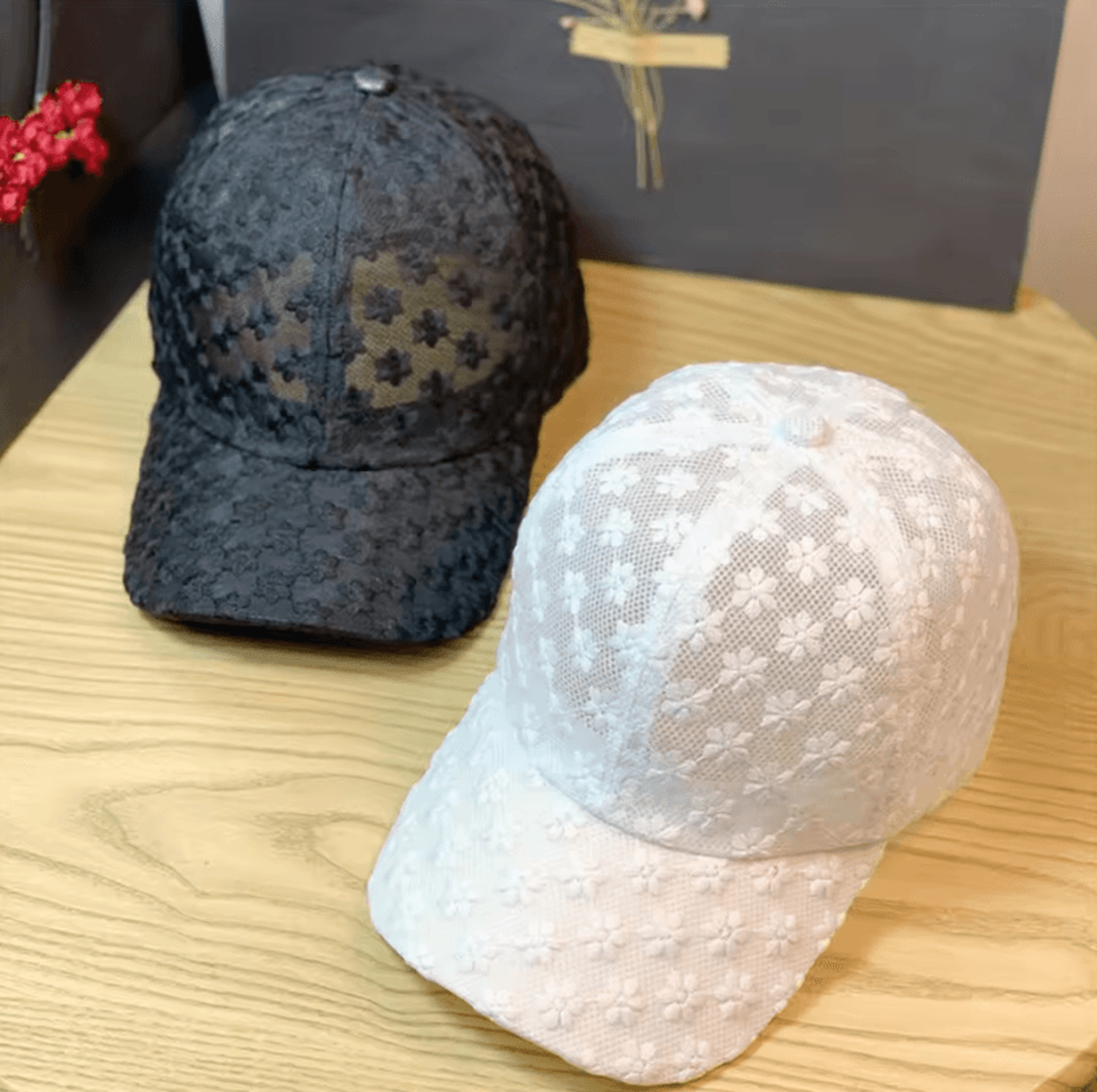 lace flower baseball cap summer sunscreen breathable hollow sunshade hat for women