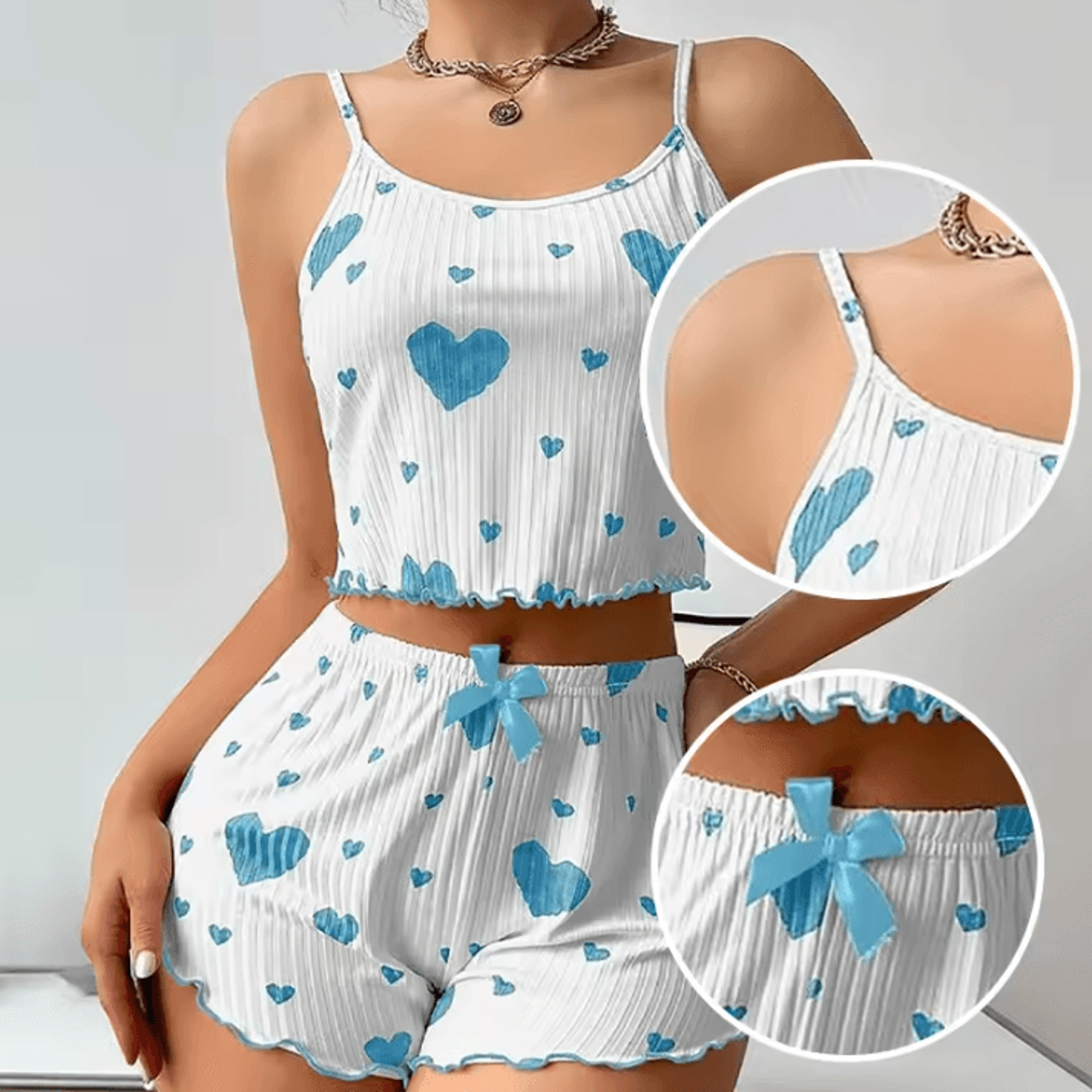 Breathable Womens Pajamas Shorts And Tank Top Set For Sleep And Loungewear 4
