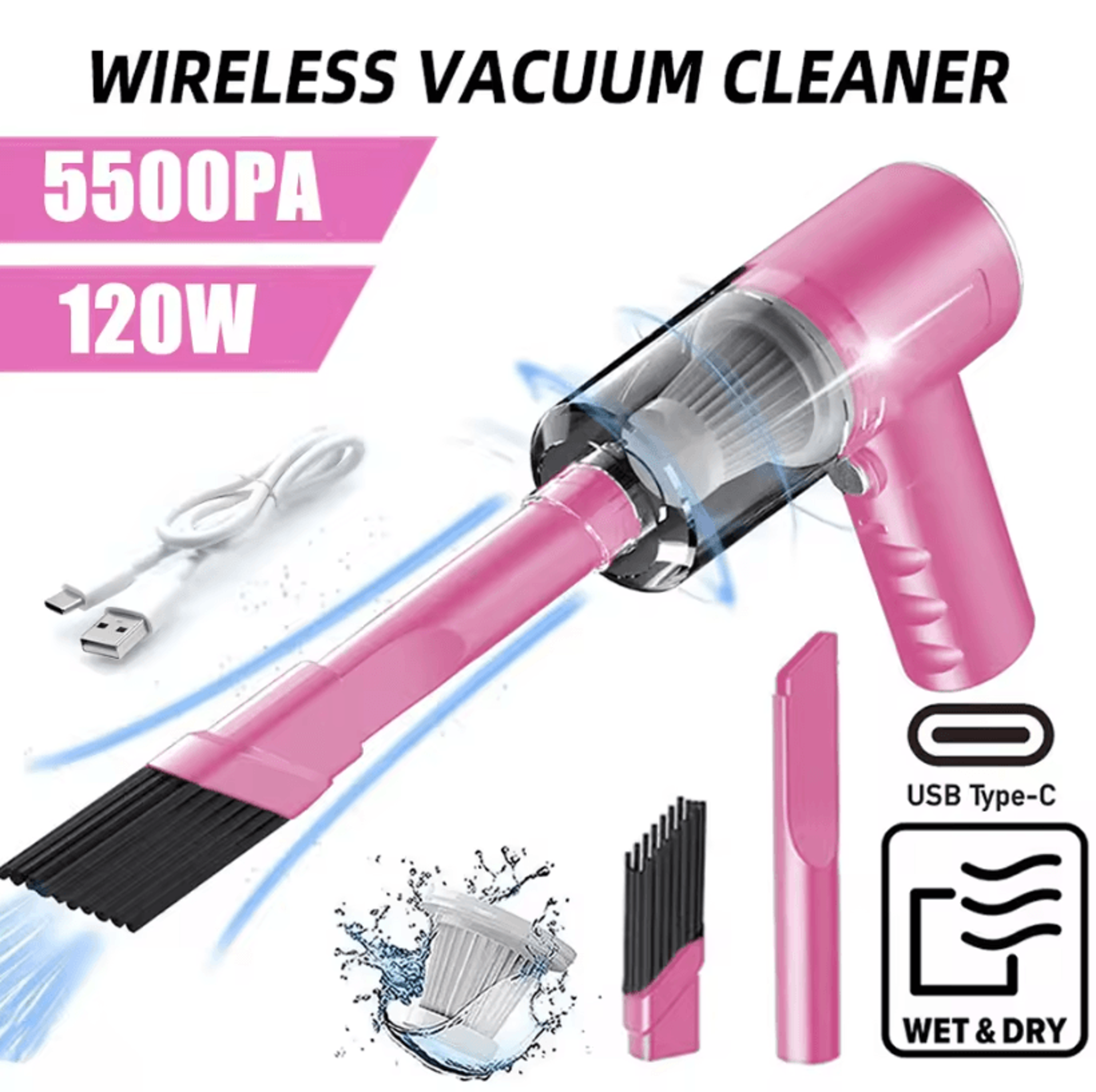 3-in-1 usb rechargeable mini vacuum cleaner for car and home