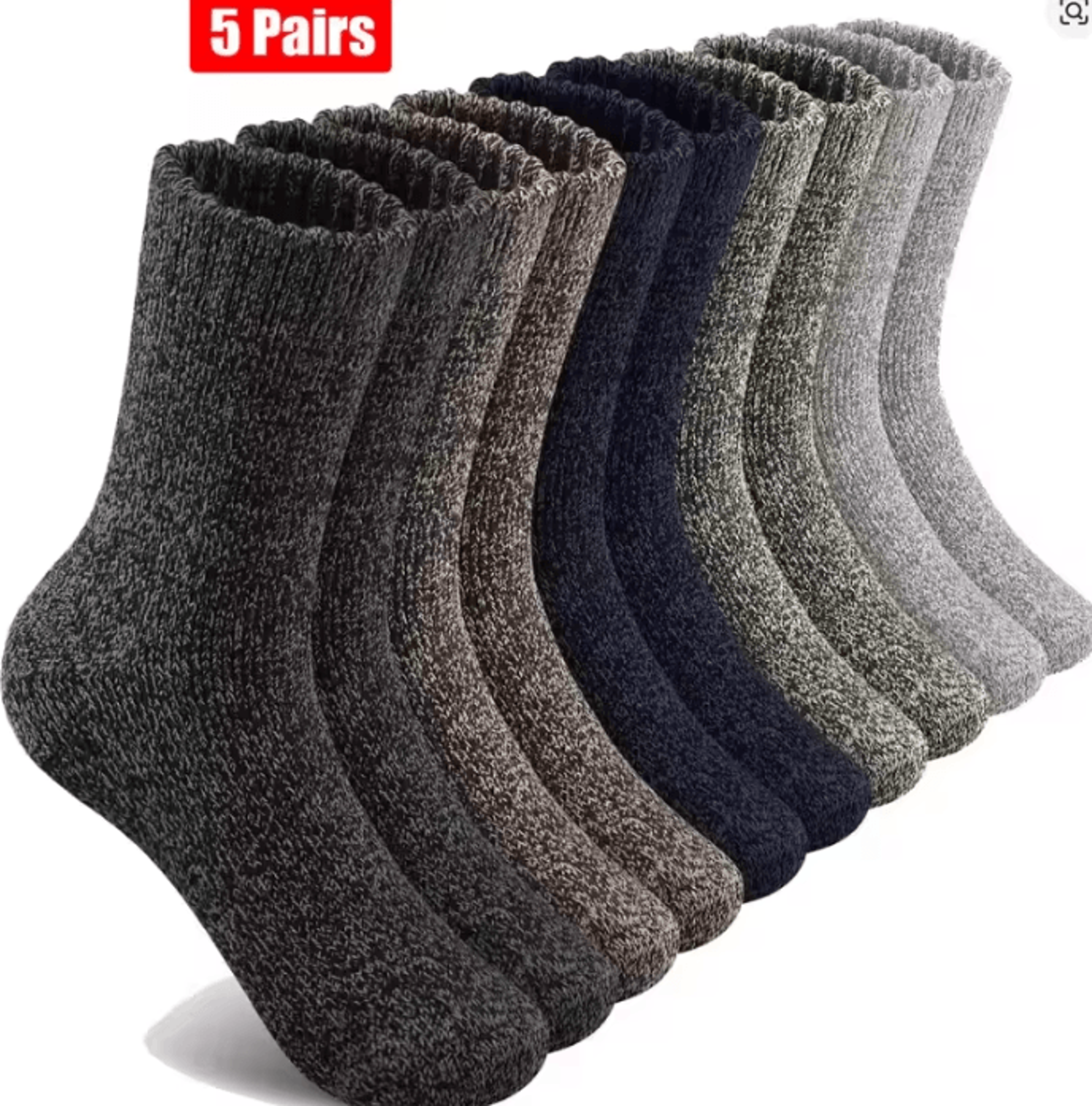 5 Pairs Mens Merino Wool Socks  Super Thick Thermal Hiking Socks For Cold Weather US Size 65115 7