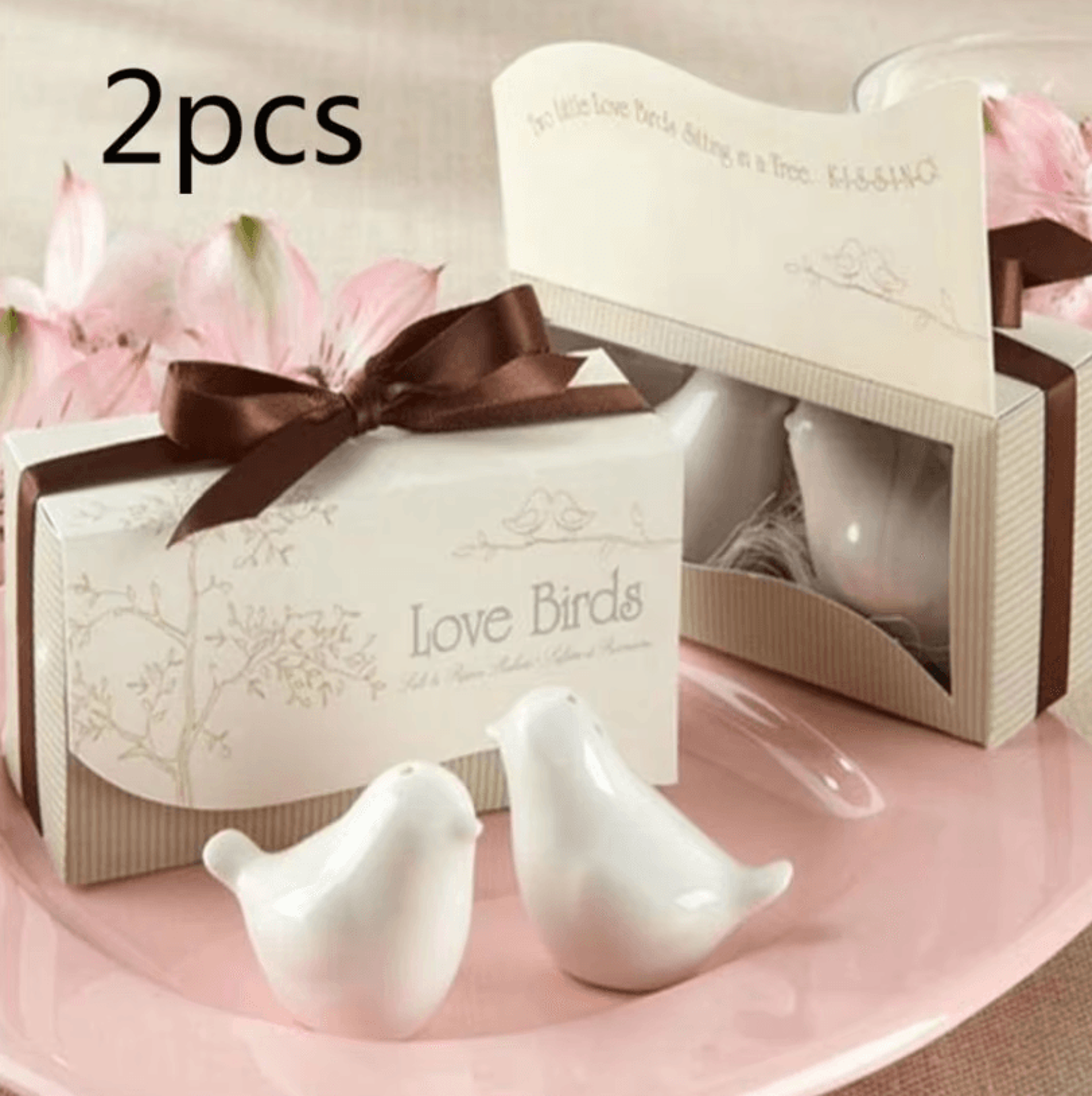 2-piece love bird salt & pepper shaker set – wedding favors, party & kitchen decor souvenirs
