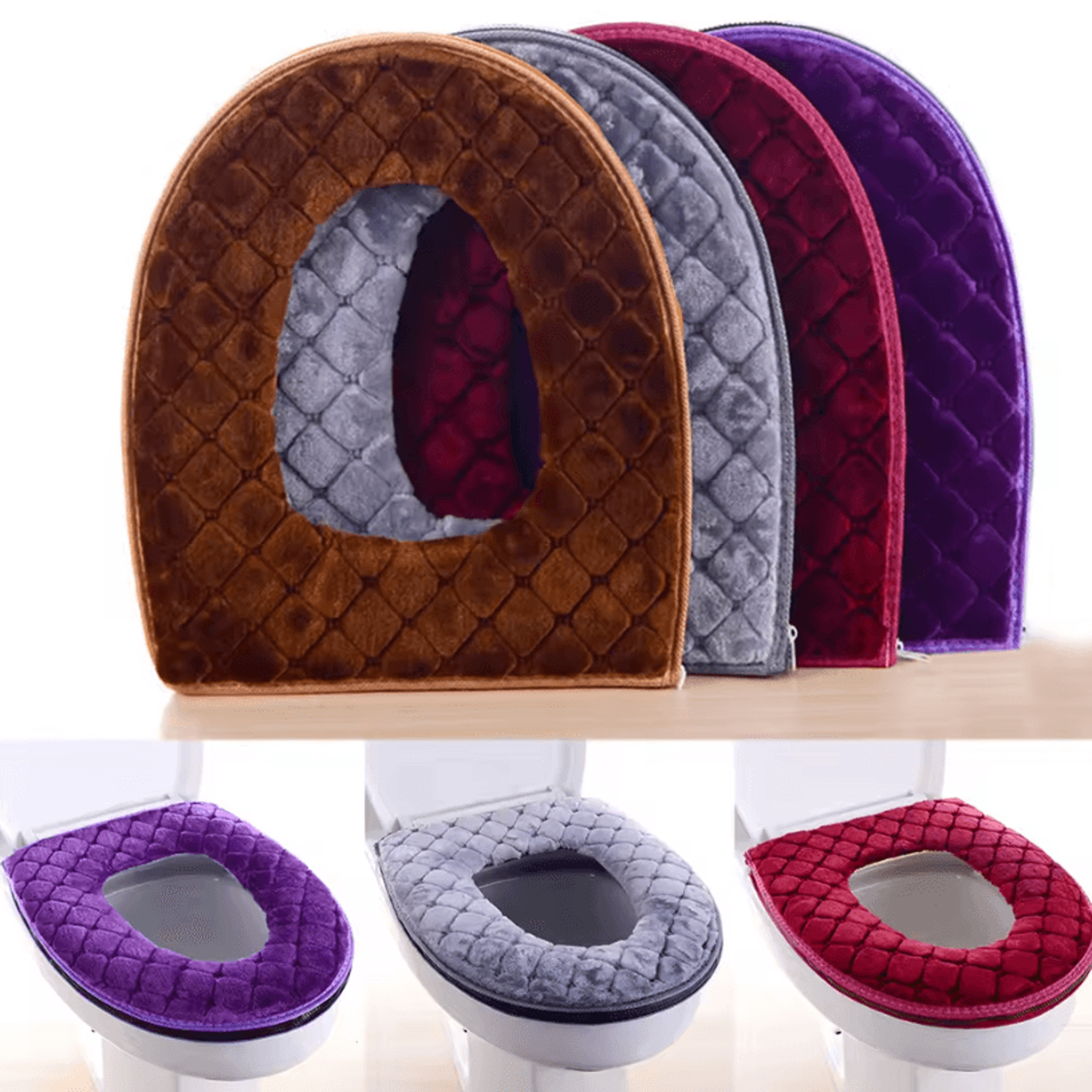 Plush Winter Warm Toilet Seat Cushion  Washable OShaped Toilet Lid Cover 1457 By 1732 In 1
