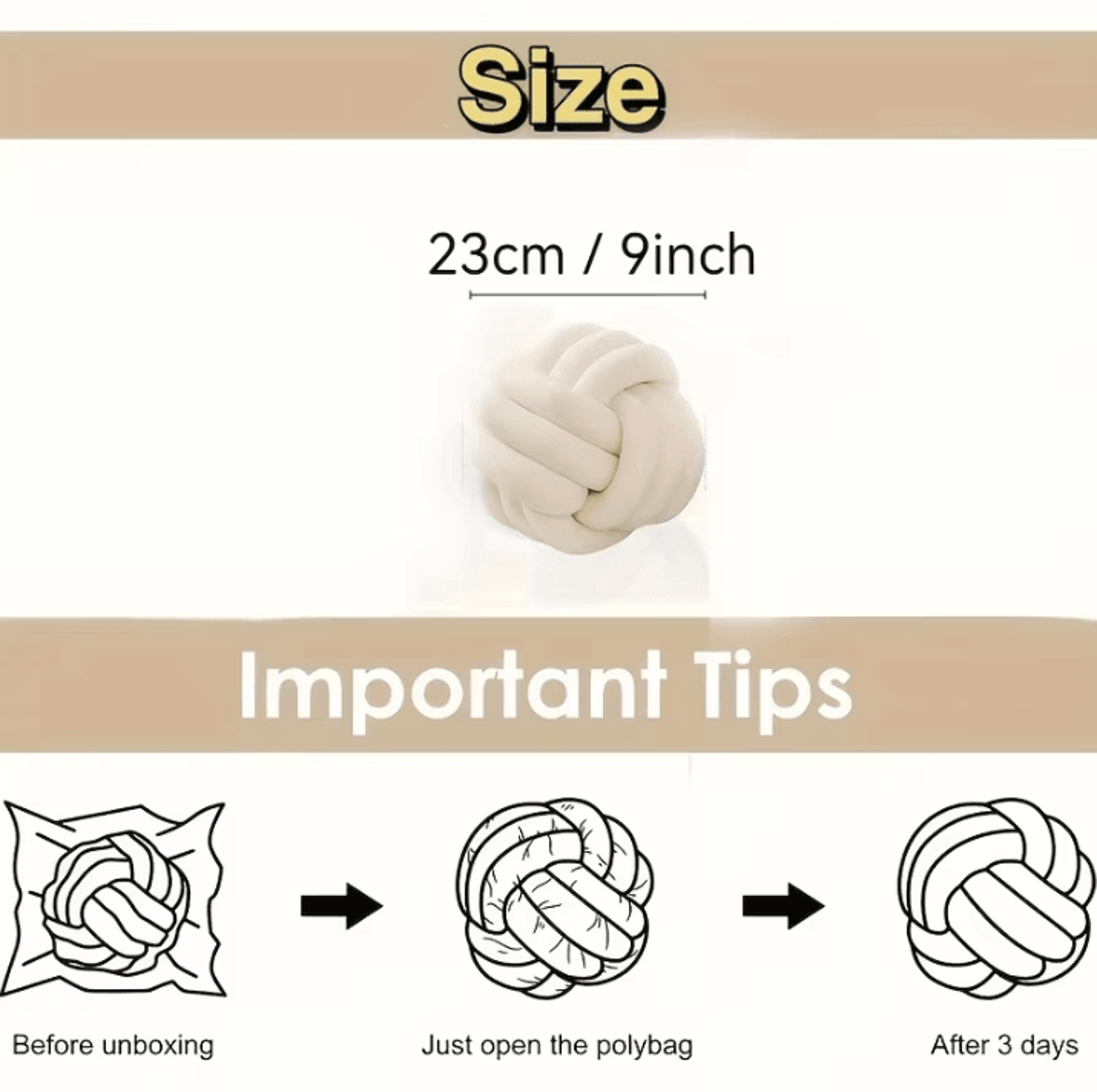 KnotSphere 9x9Inch Knotted Ball Throw Pillow  Plush Round Decorative Cushion For Sofa  Bedroom 5