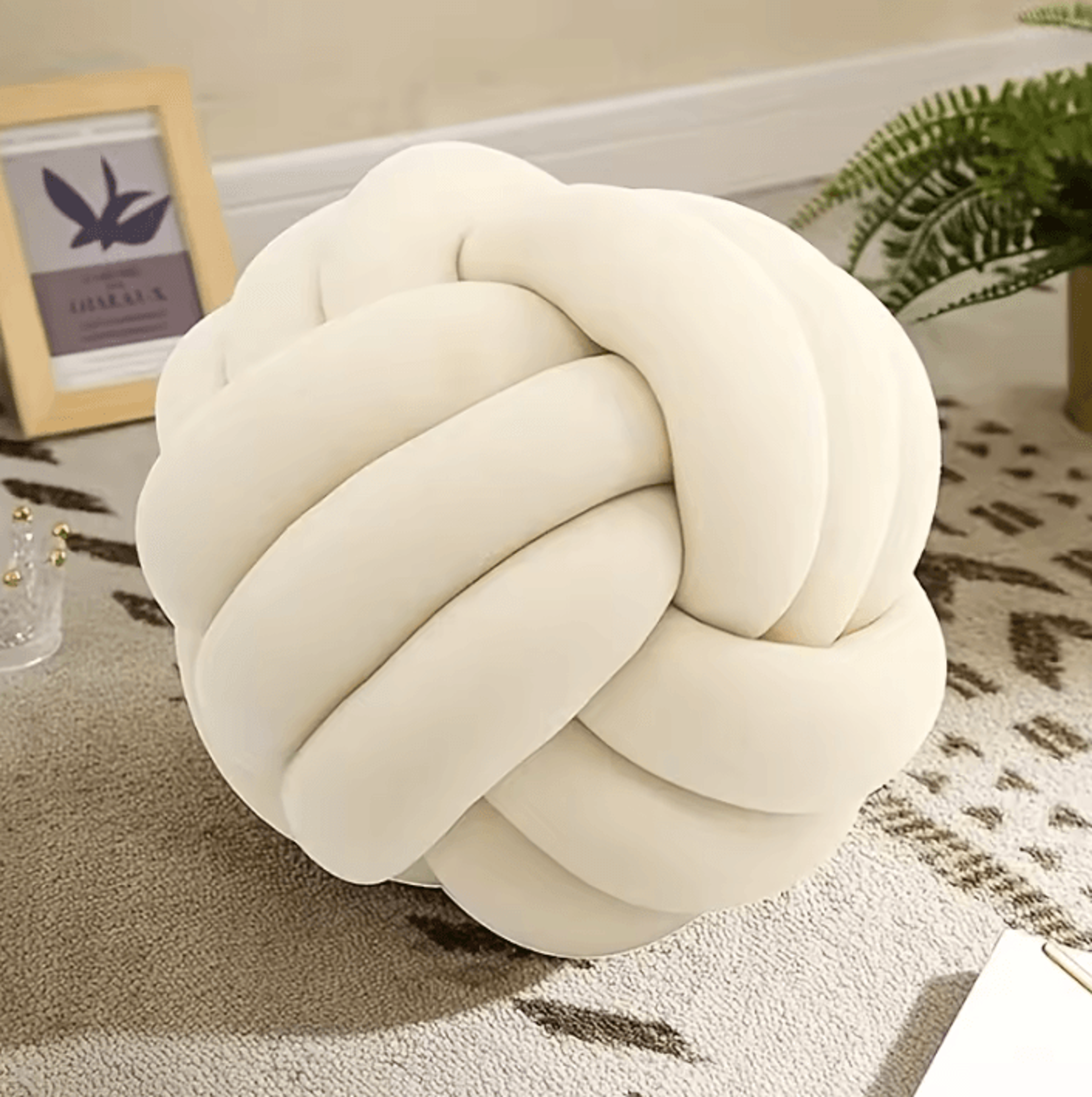 KnotSphere 9x9Inch Knotted Ball Throw Pillow  Plush Round Decorative Cushion For Sofa  Bedroom 7