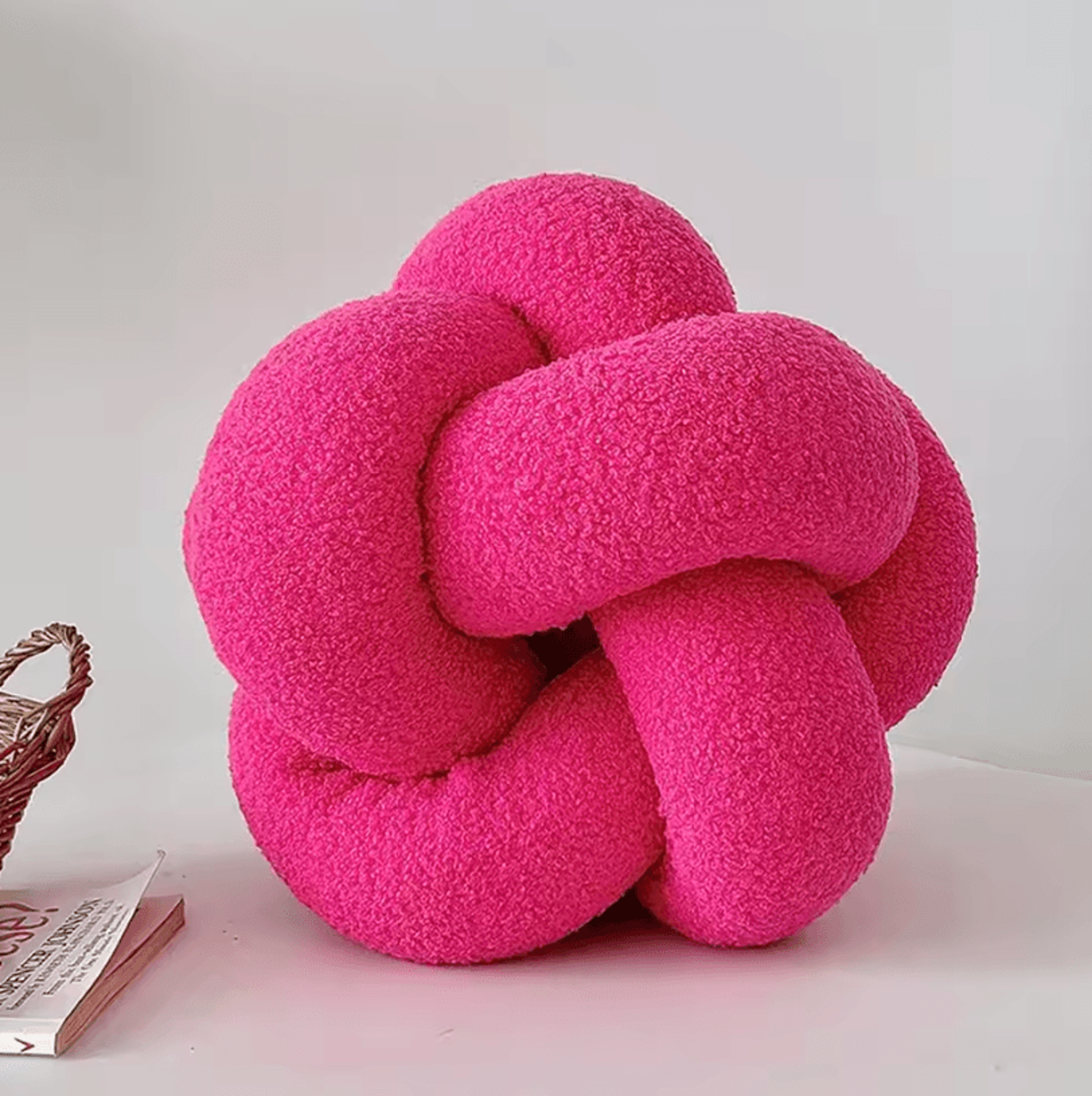 KnitCuddle 9x9Inch Braided Knot Throw Pillow  HandKnitted Plush Round Ball Cushion For Sofa  Bedroo 4