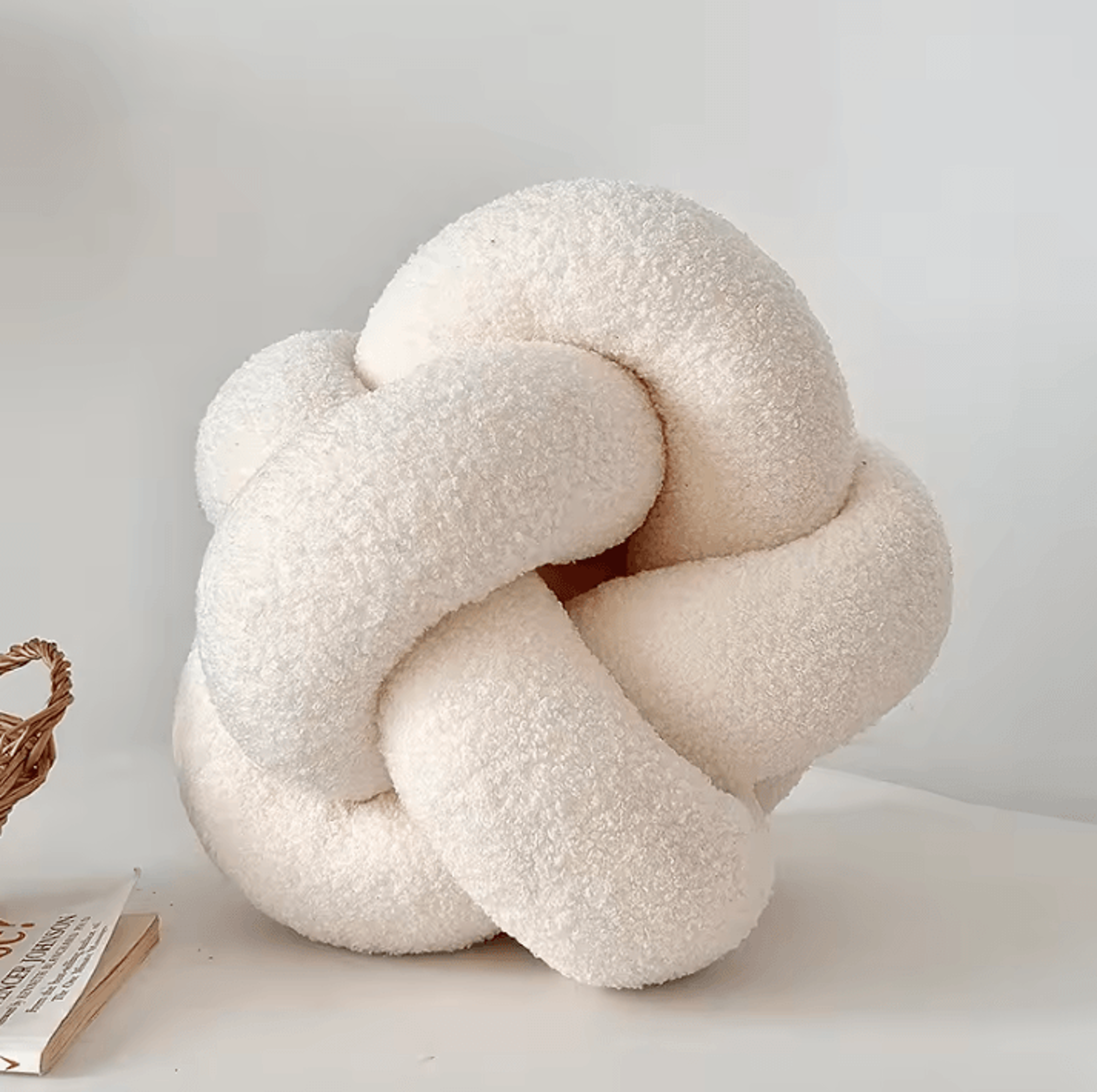 LambKnot Knotted Ball Cushion  Plush Octagonal Throw Pillow For Sofa  Bed Backrest 9