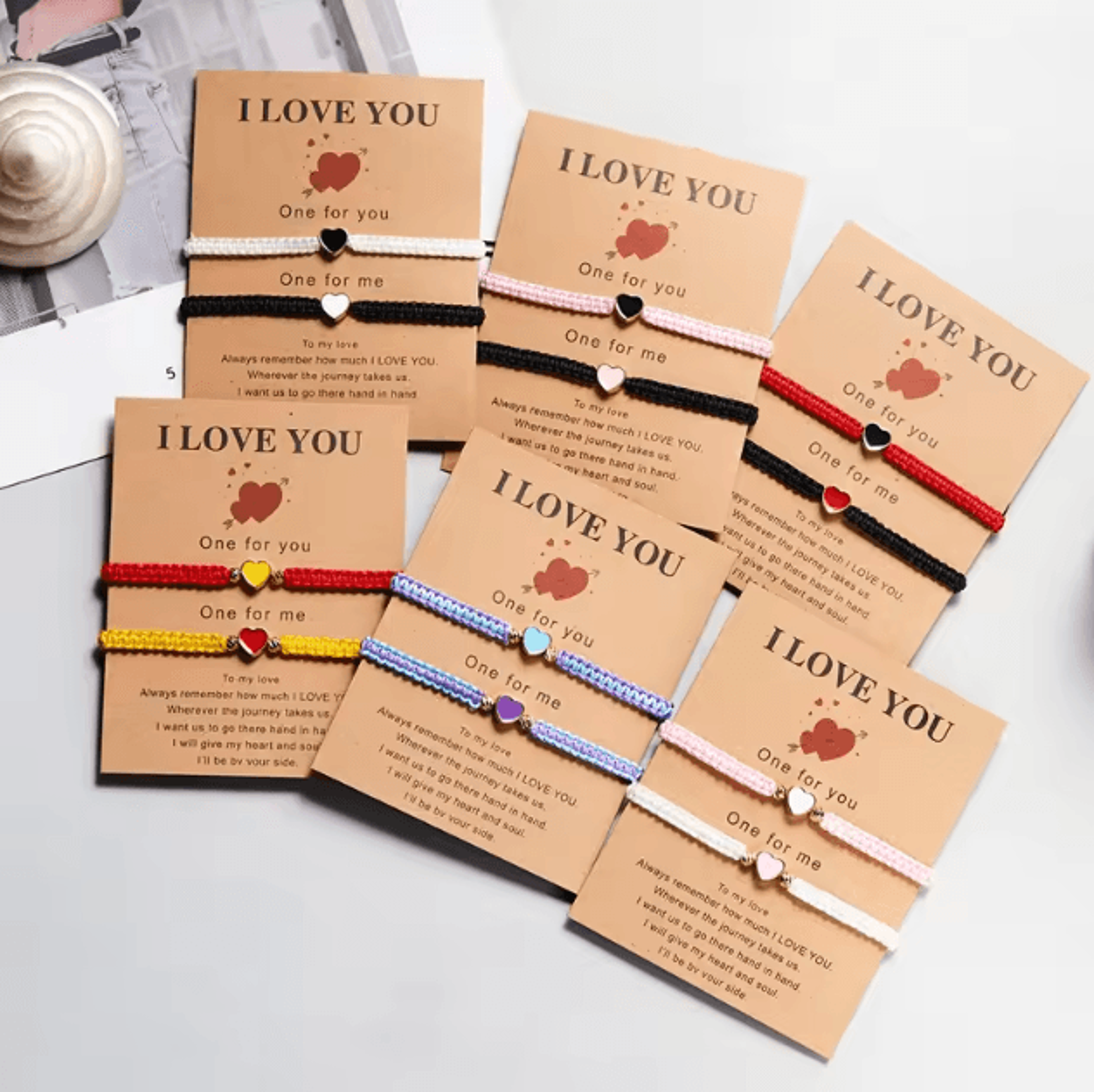 heartbond 2-pcs matching bracelets set – handwoven heart long-distance couple & friendship jewelry gift