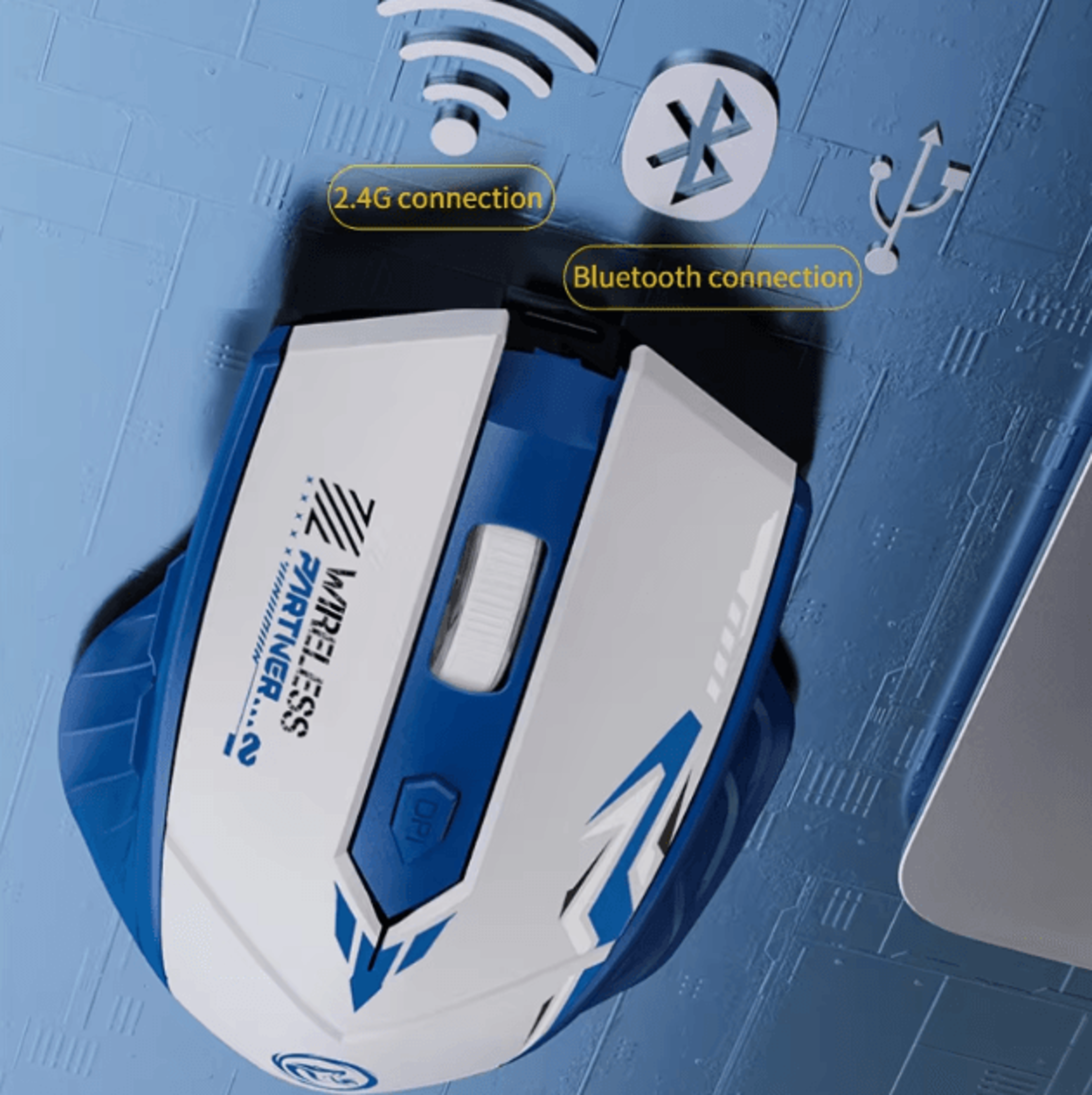 GlidePro Glow  Wireless Rechargeable DualMode Bluetooth Mouse Noiseless Click Cordless For PC  Lapt 3