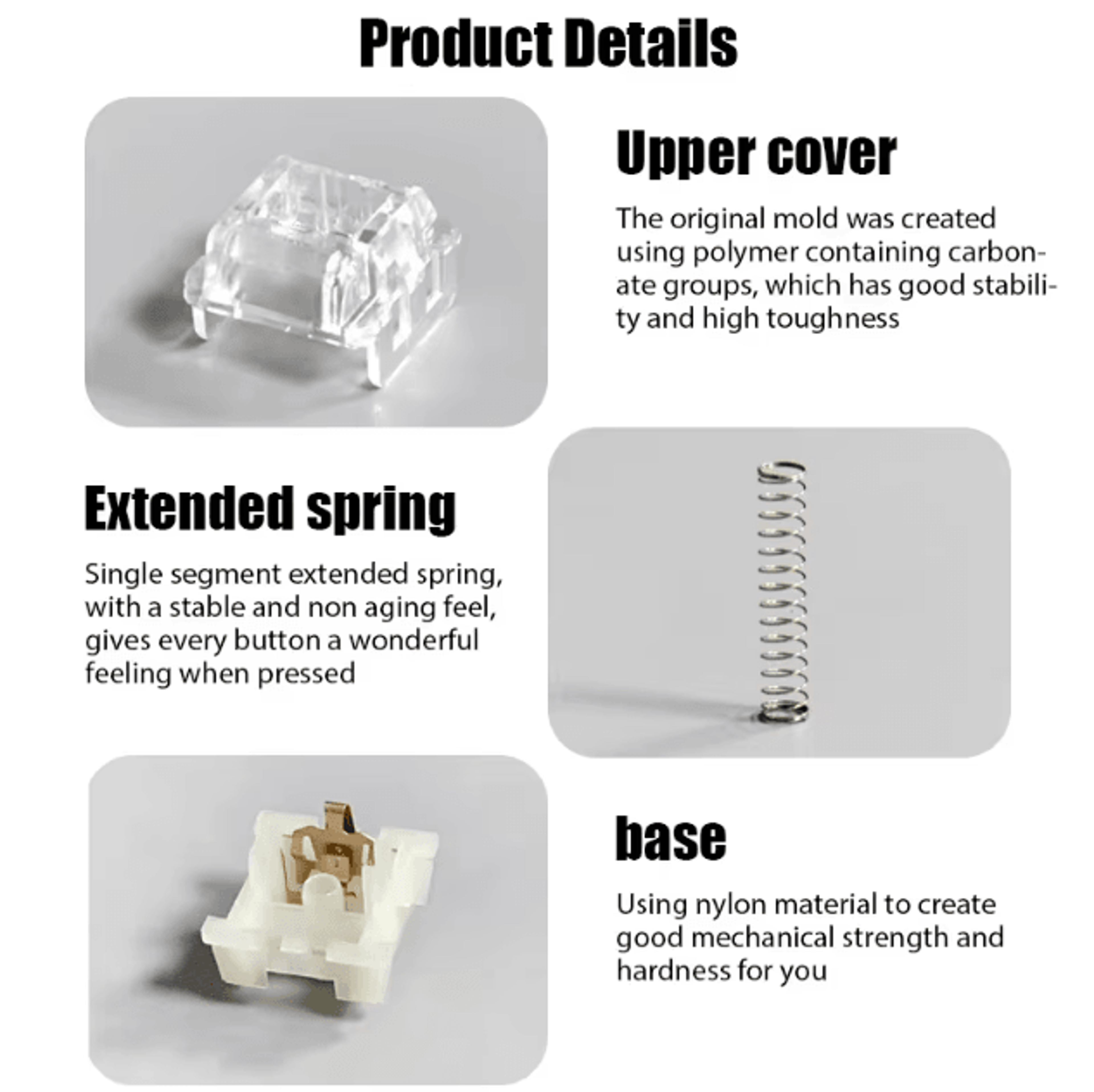 KTT Kang White V3 Mechanical Keyboard Switches  3Pin Custom Linear RGB SMD Set Compatible With MX 2