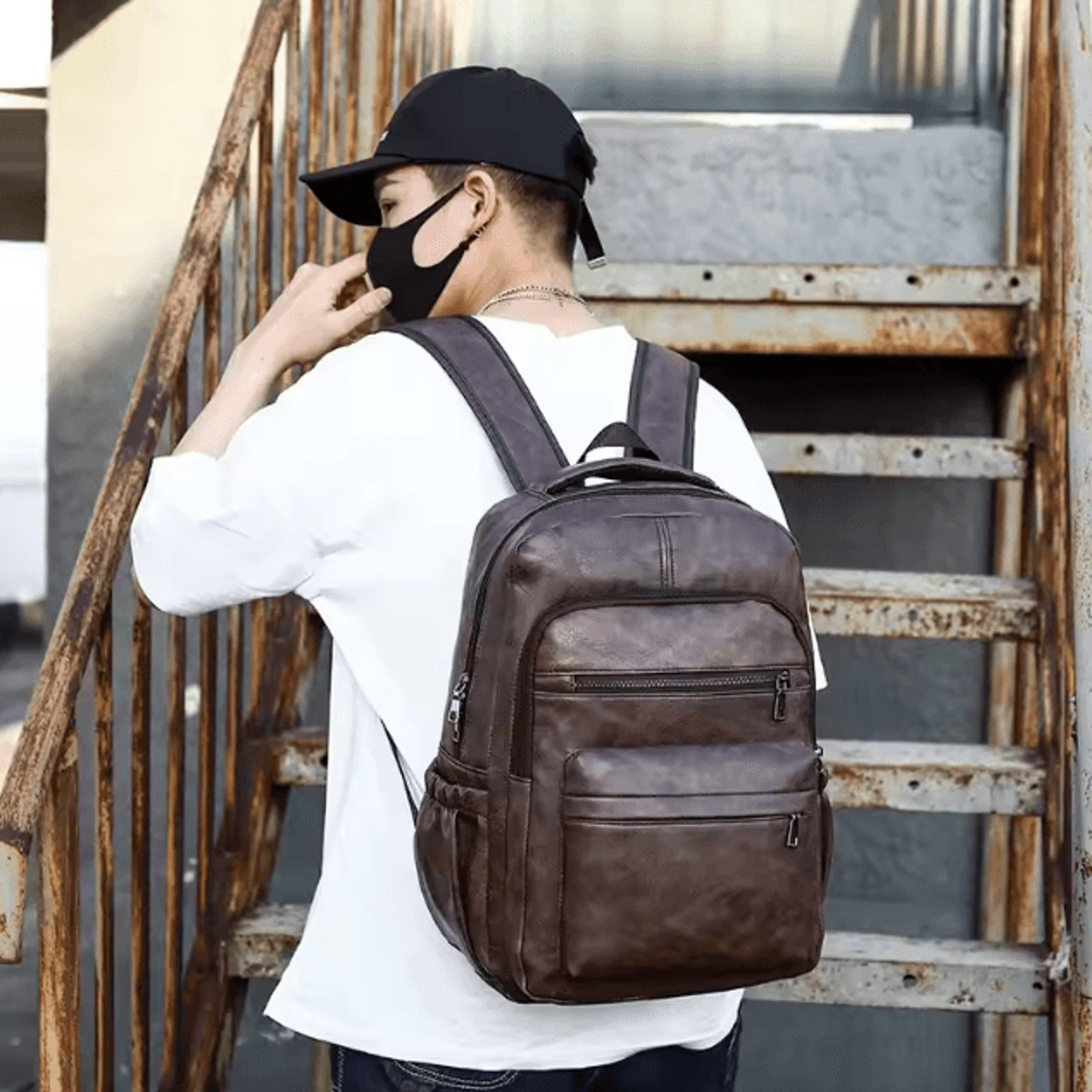 UrbanEdge USB Charging PU Leather Laptop Backpack  Large Capacity Computer  School Bag For Teenage  2