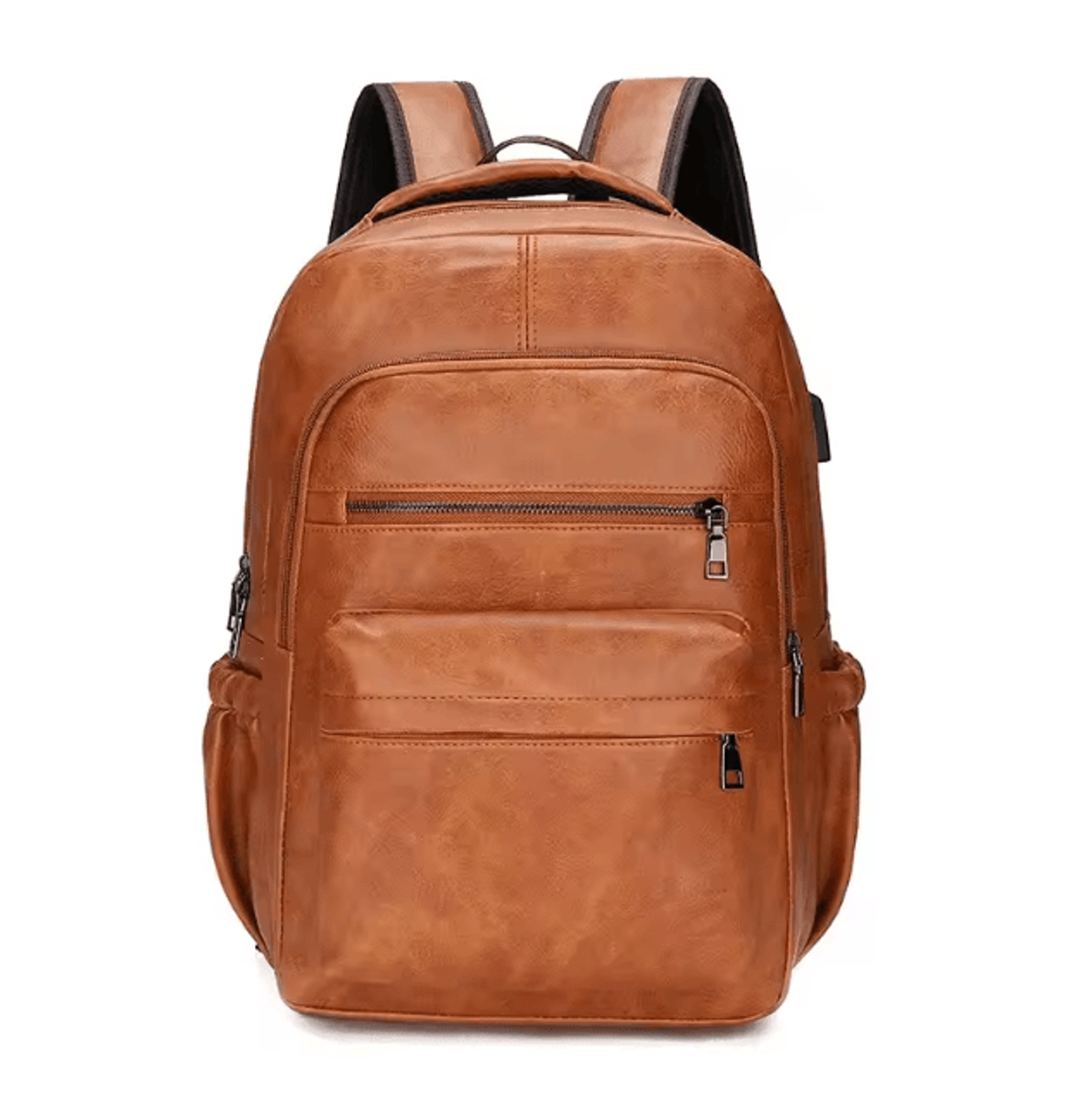 UrbanEdge USB Charging PU Leather Laptop Backpack  Large Capacity Computer  School Bag For Teenage  5