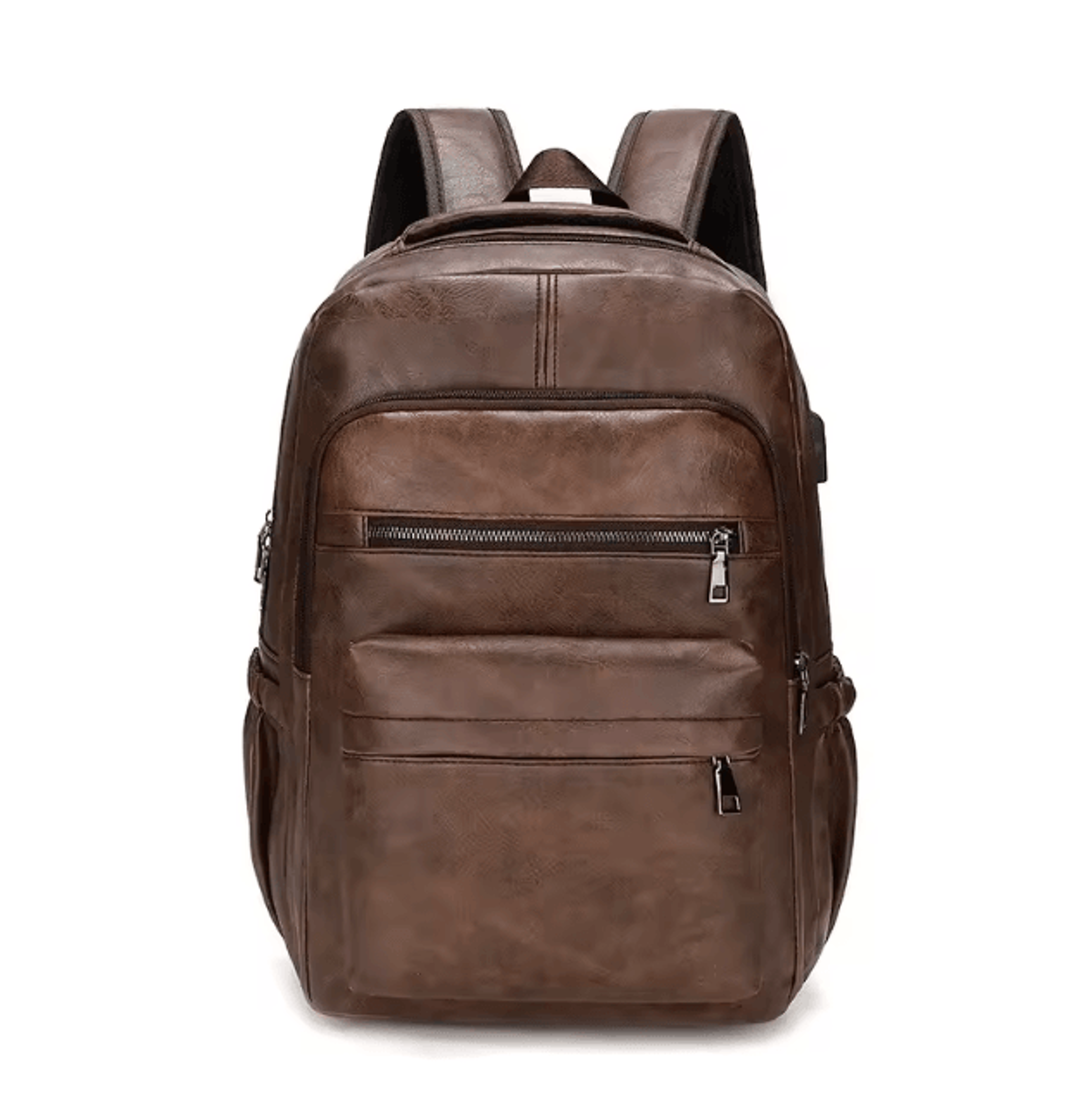 UrbanEdge USB Charging PU Leather Laptop Backpack  Large Capacity Computer  School Bag For Teenage  6