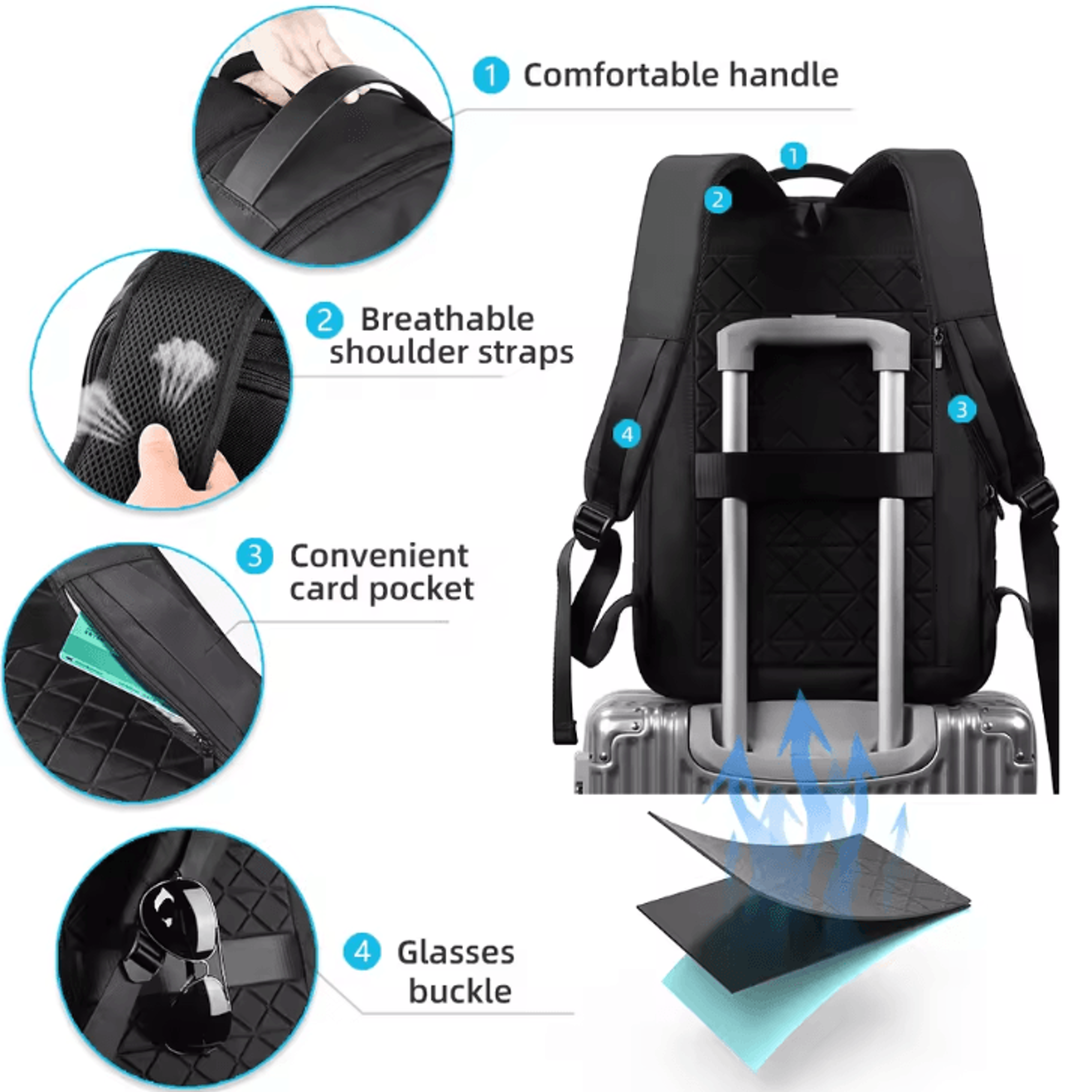 Heroic Knight Slim 156Inch Laptop Backpack  Waterproof Business  School Bag With USB Charging 3