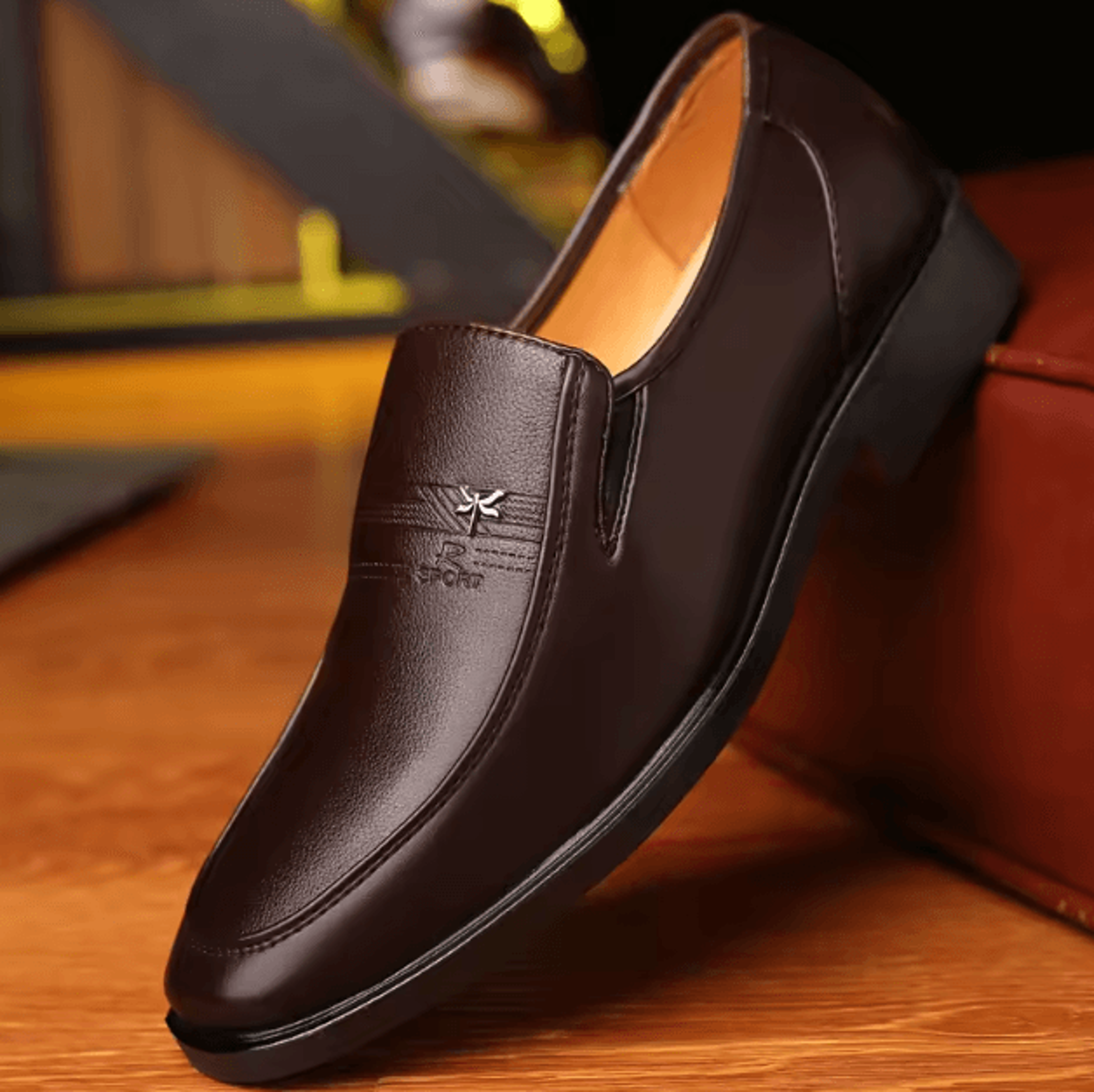 Genuine Leather Mens Business Loafers Breathable Formal Slip On Driving Shoes 1