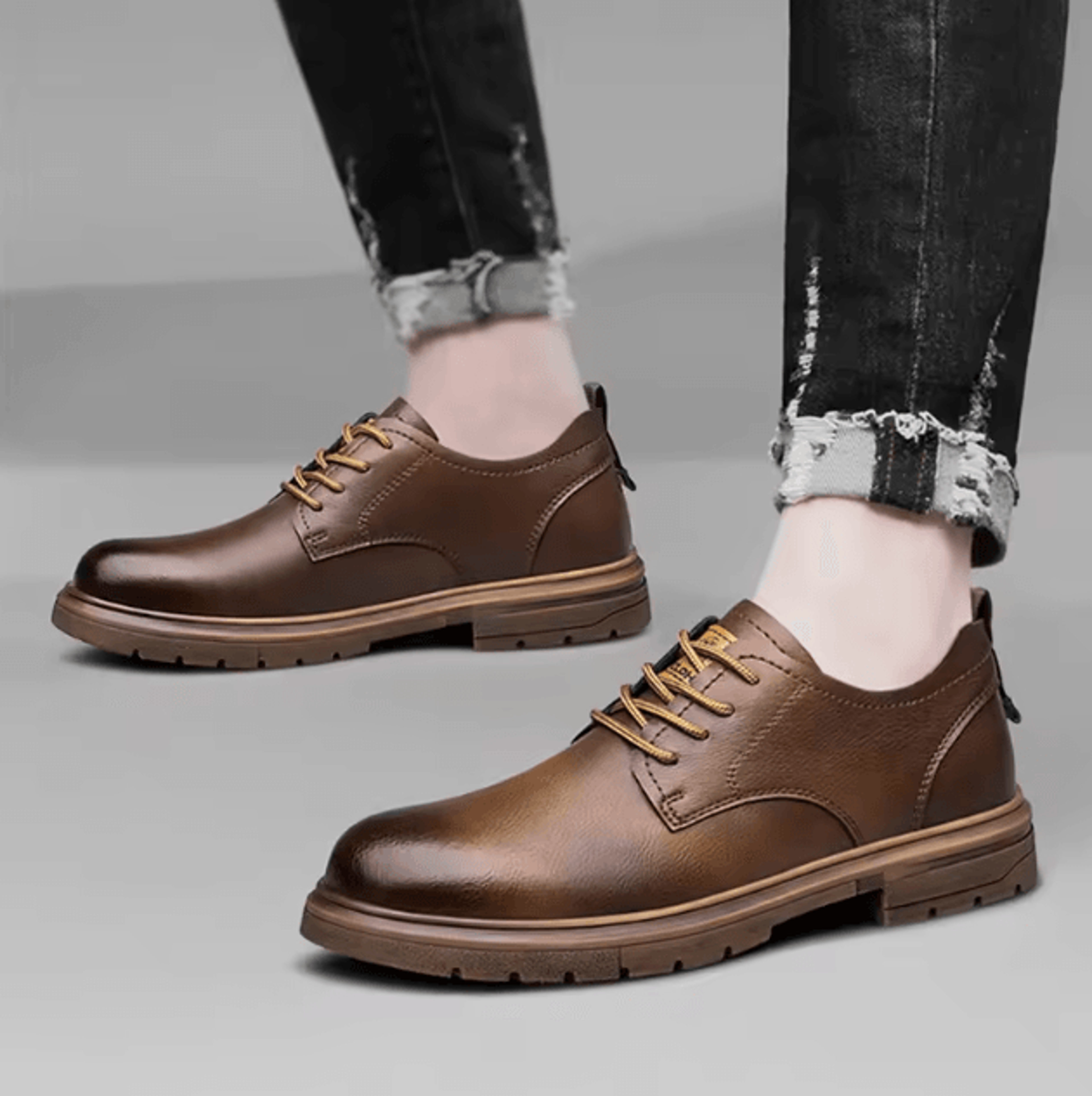 Mens Handmade Leather Casual Lace Up Shoes Comfortable Breathable Everyday Footwear 1