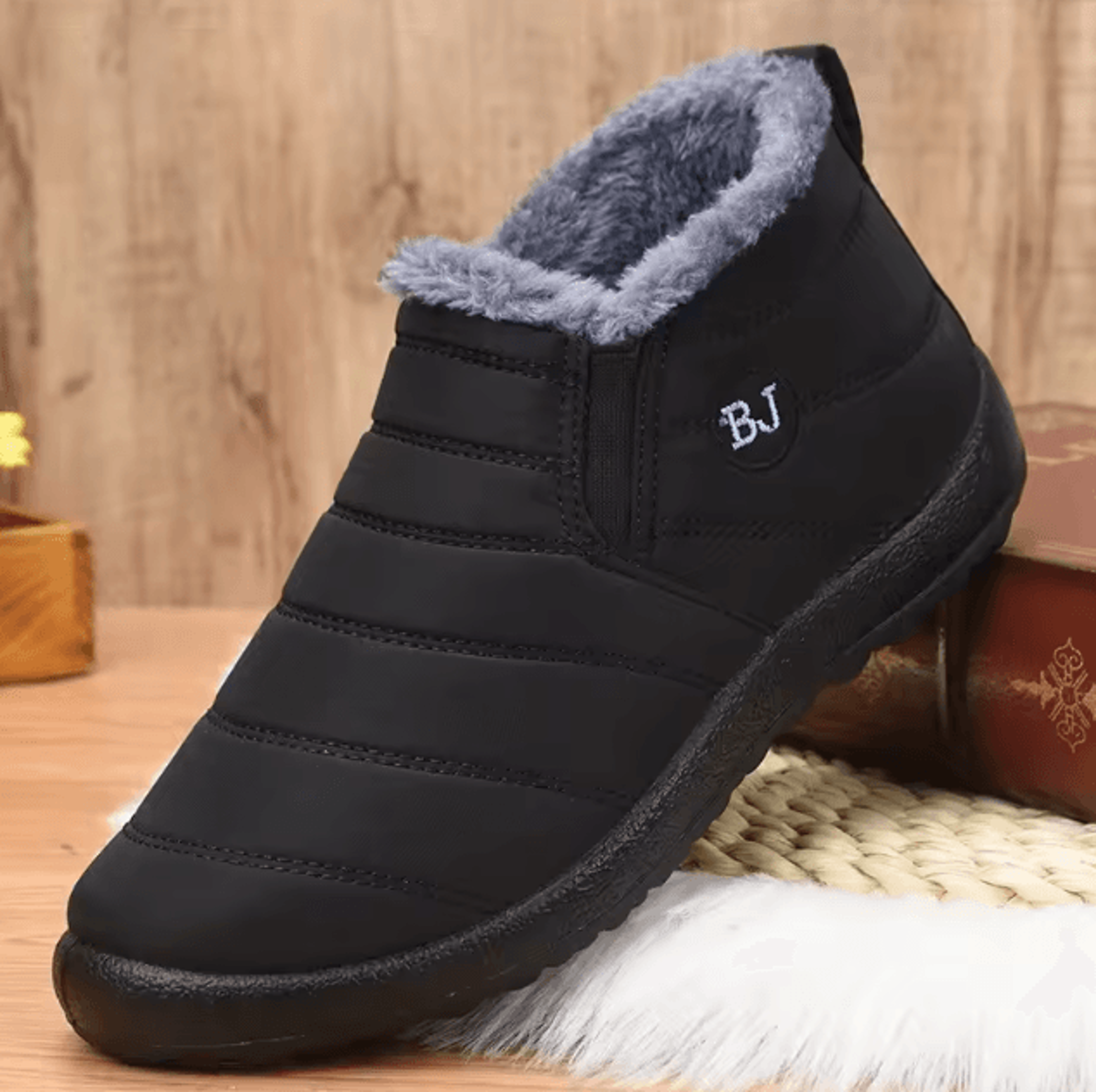 Men Winter Sneakers Comfortable Lightweight Fur Lined Casual Shoes 2