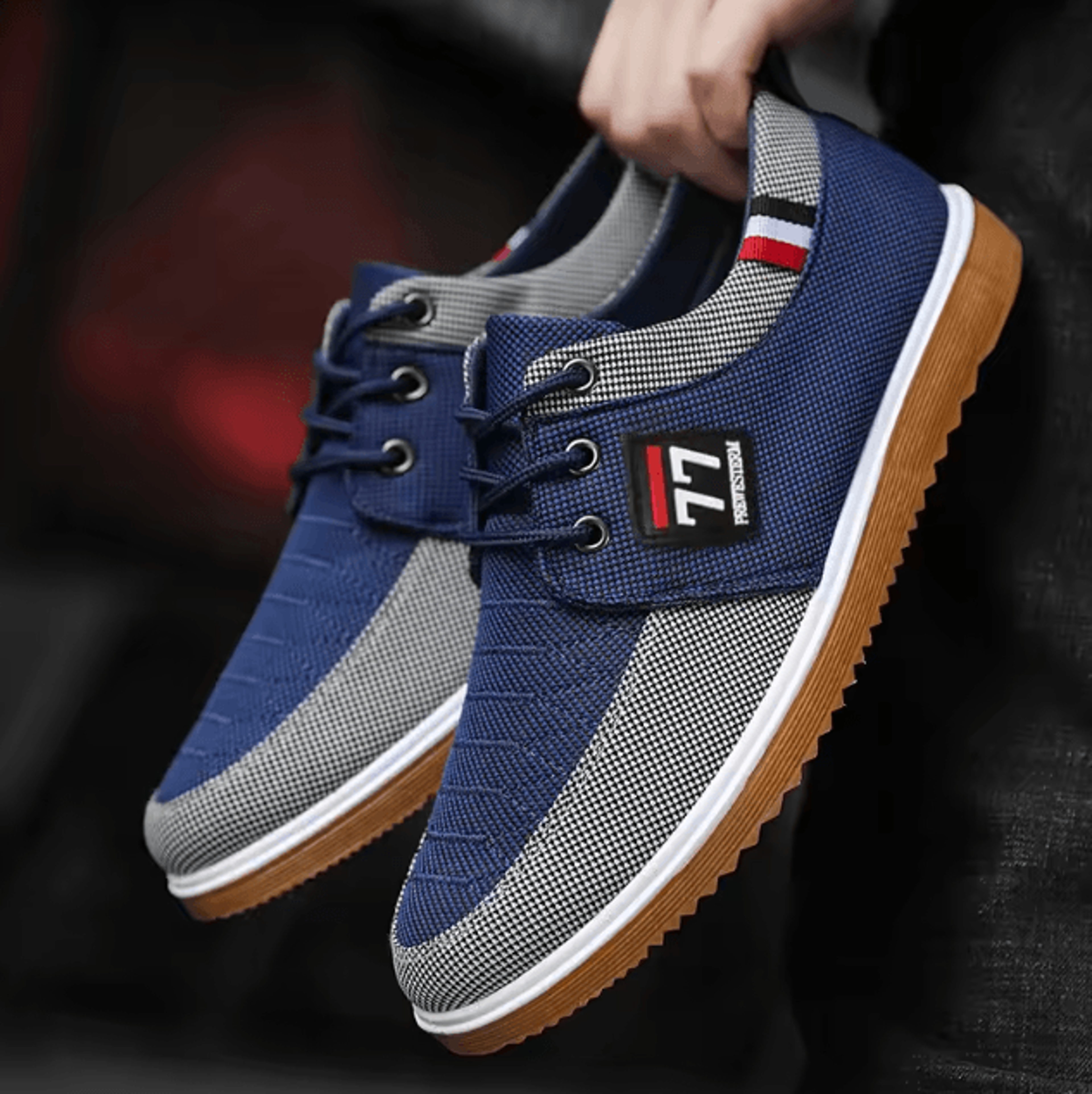 men casual breathable vulcanized sneakers lightweight canvas slip on shoes