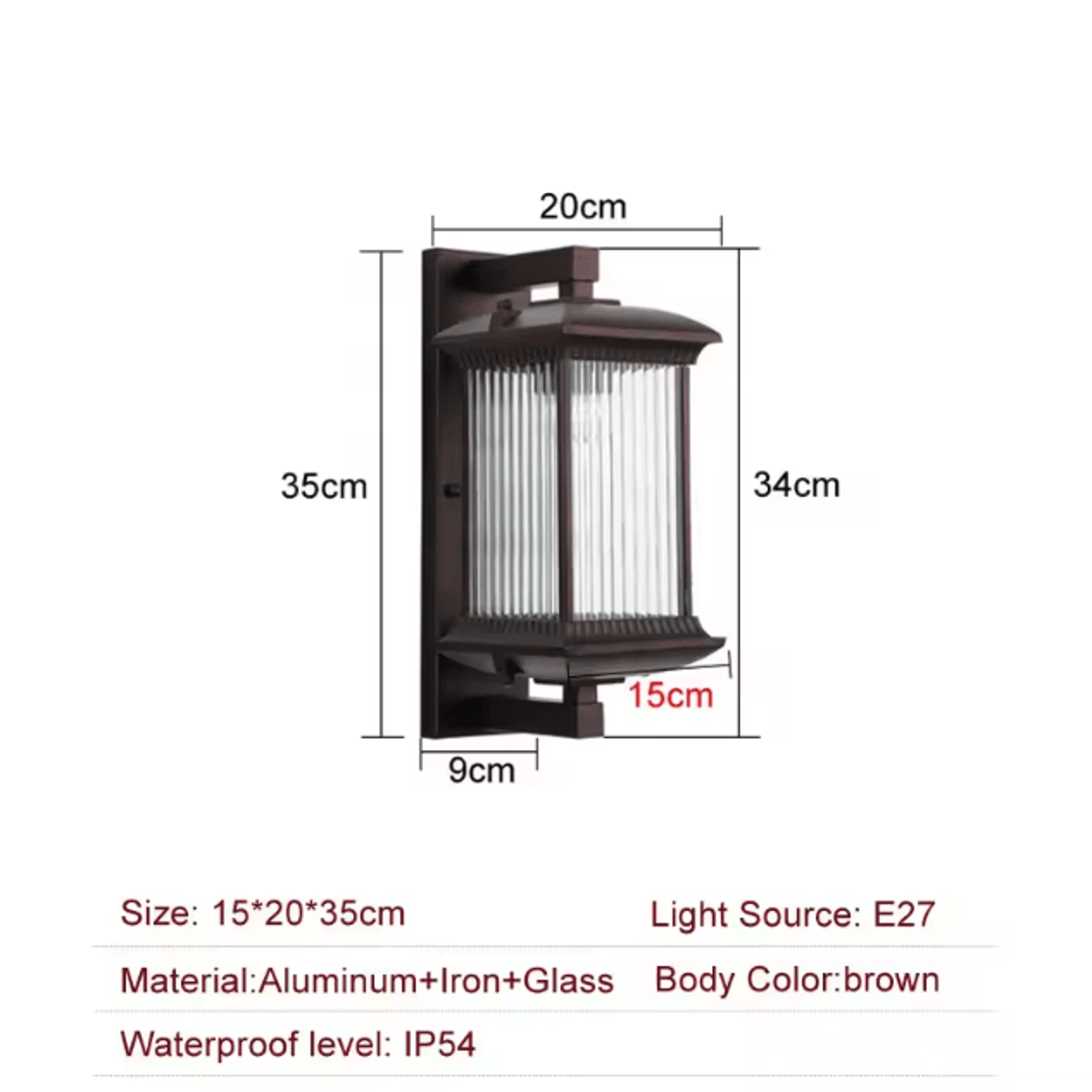 Outdoor Wall Lamp Waterproof Metal Exterior Wall Lights AC90260V For Porch Garden Gate Villa 6