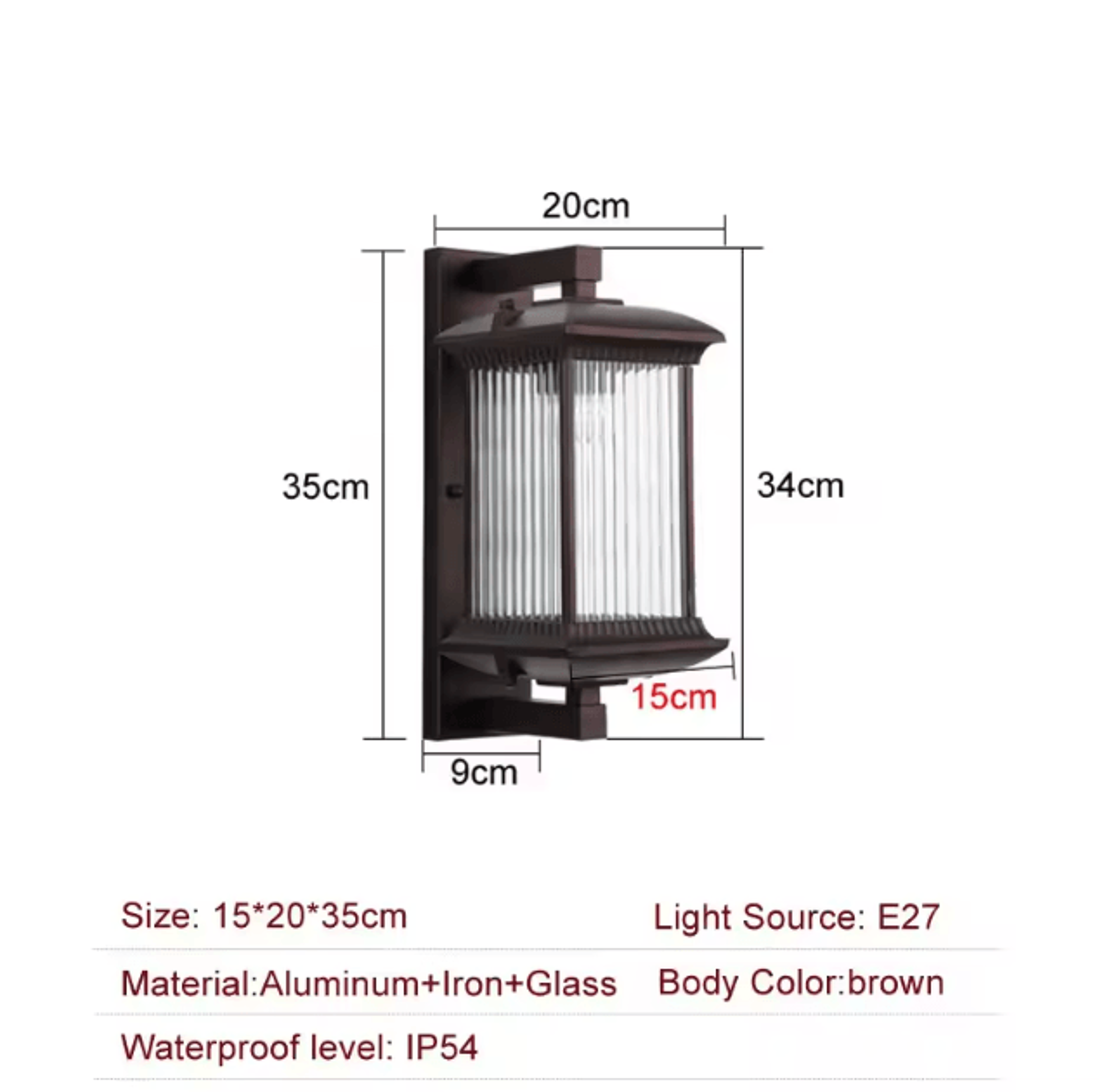 Outdoor Wall Lamp Waterproof Metal Exterior Wall Light AC90260V For Garden Porch Villa 5