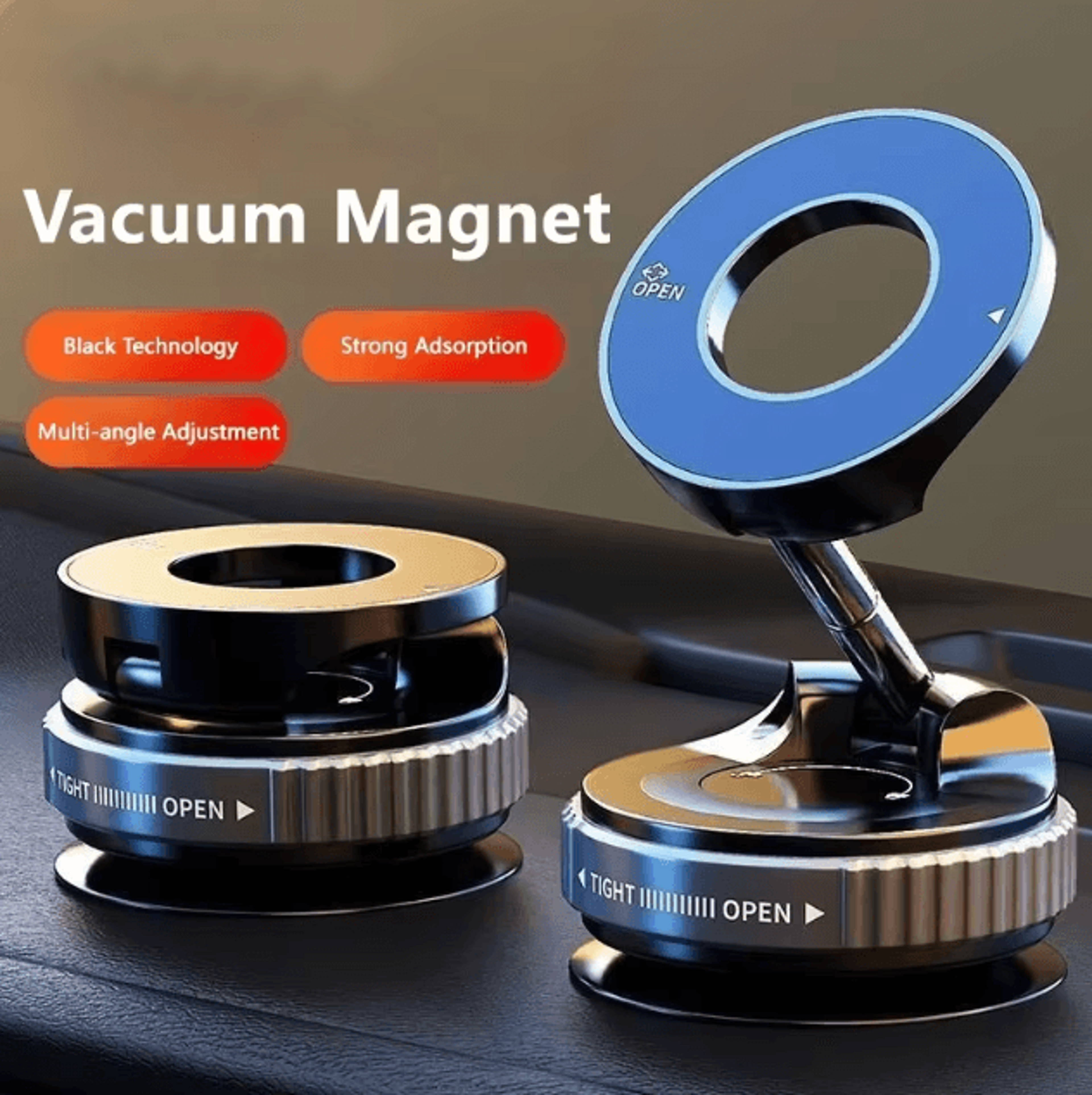 strong magnetic phone holder 360 adjustable foldable vacuum car mount for cell phones