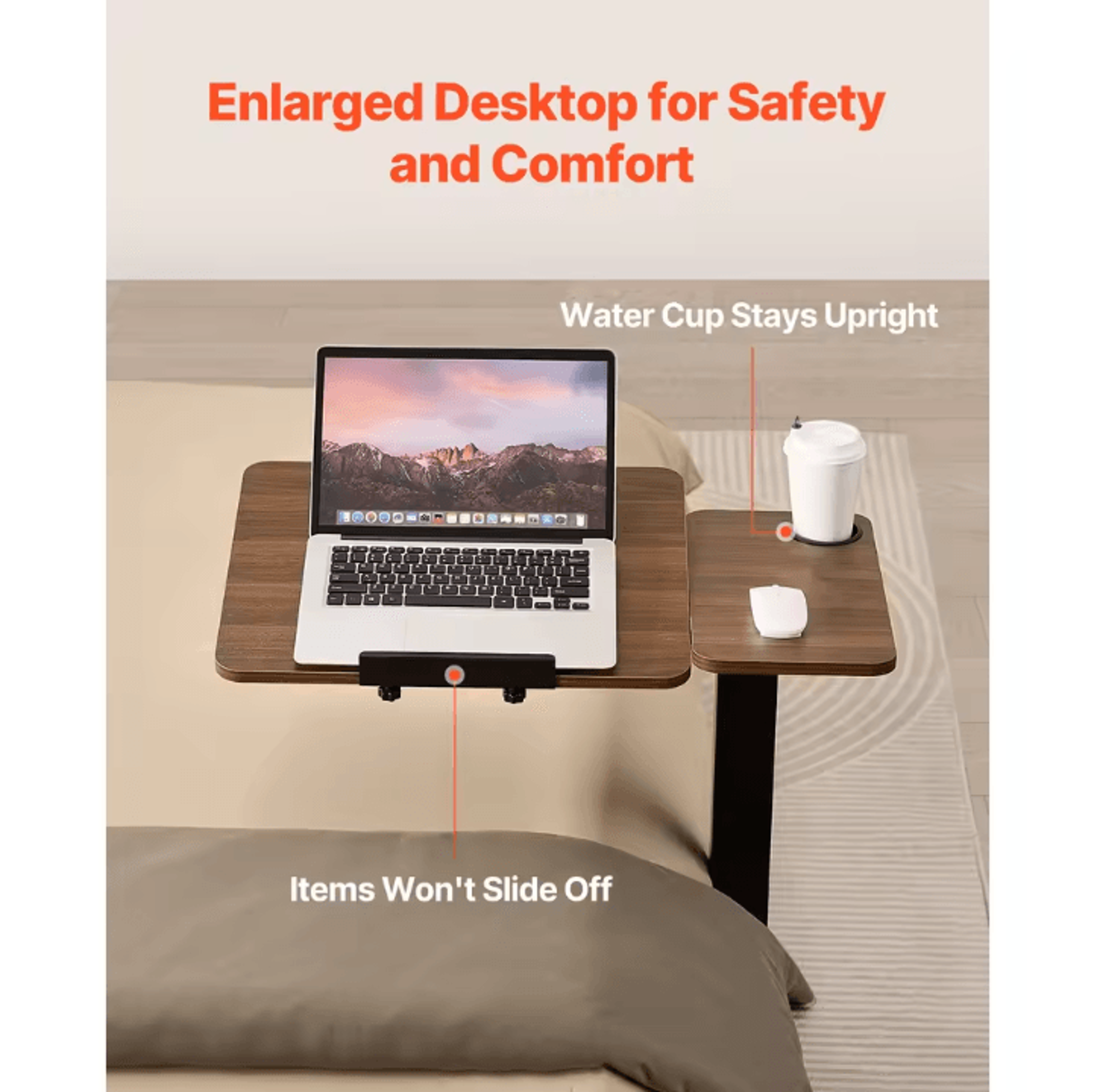 Mobile Overbed Table Adjustable Laptop Desk With Swivel Casters For Home Office And Study 2