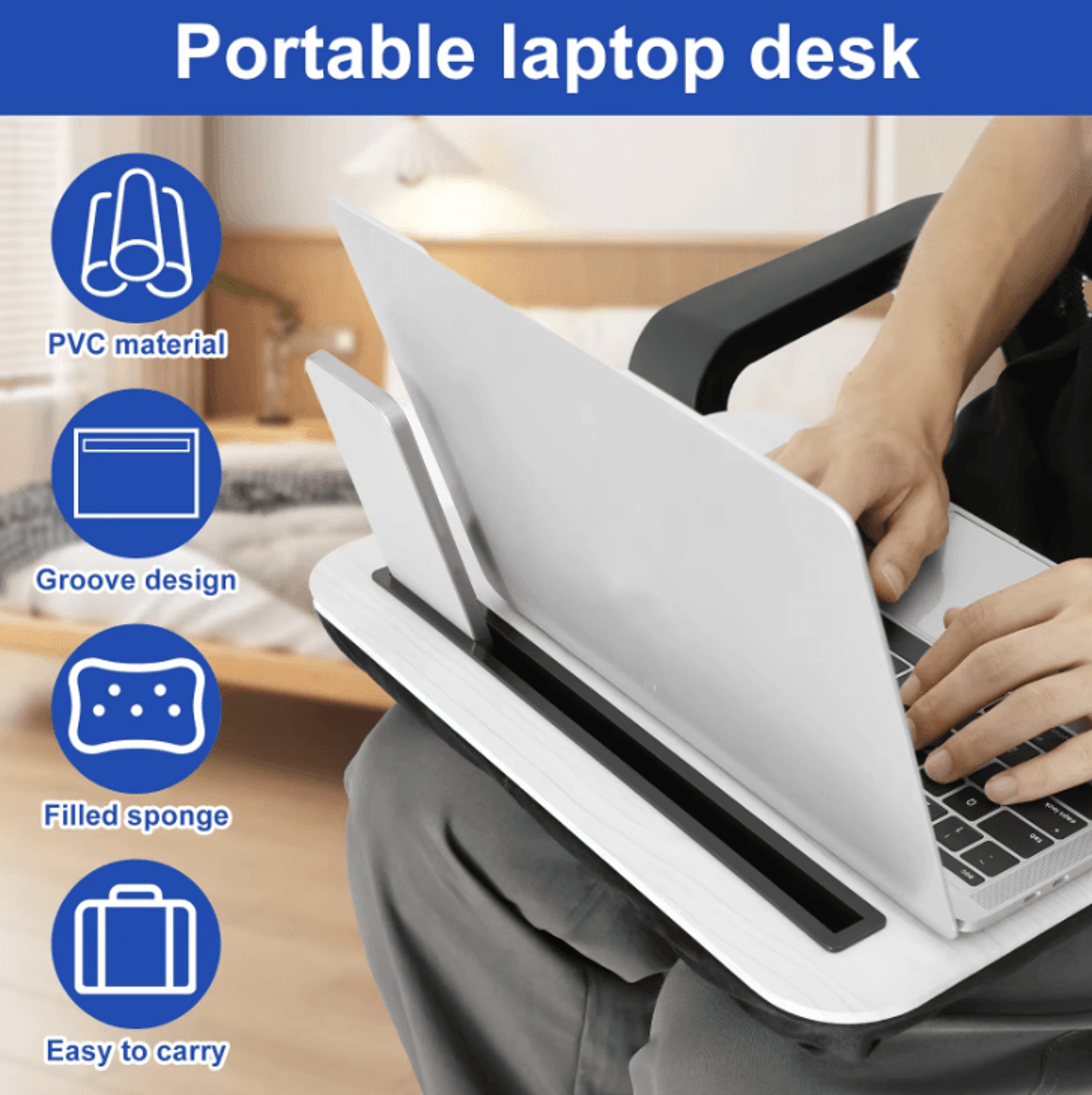 lap desk with tablet slot portable lightweight stable laptop tray for bed and home