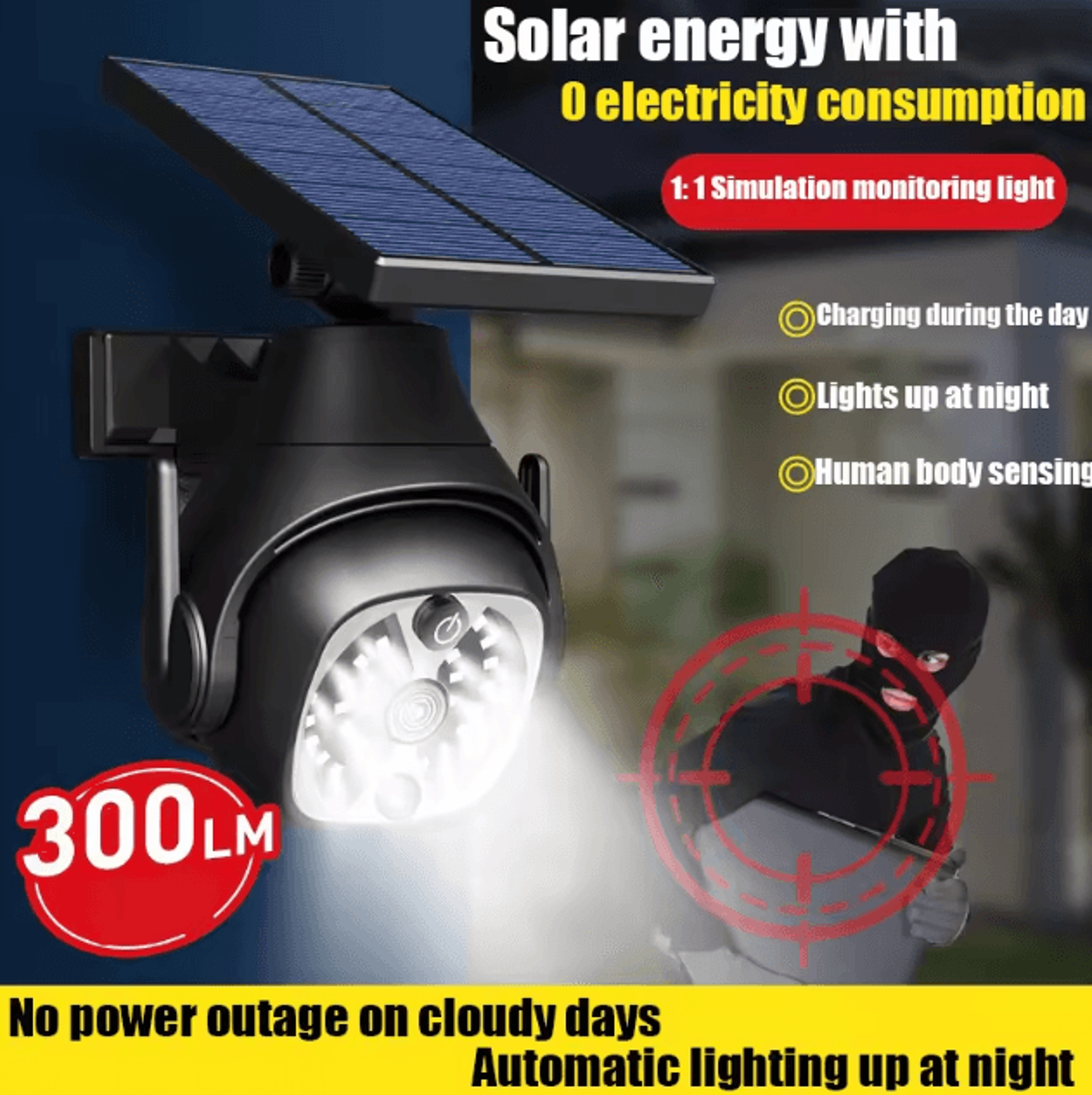 solar fake security camera wall light with motion sensor and 3 lighting modes ip65 waterproof outdoor light for garden