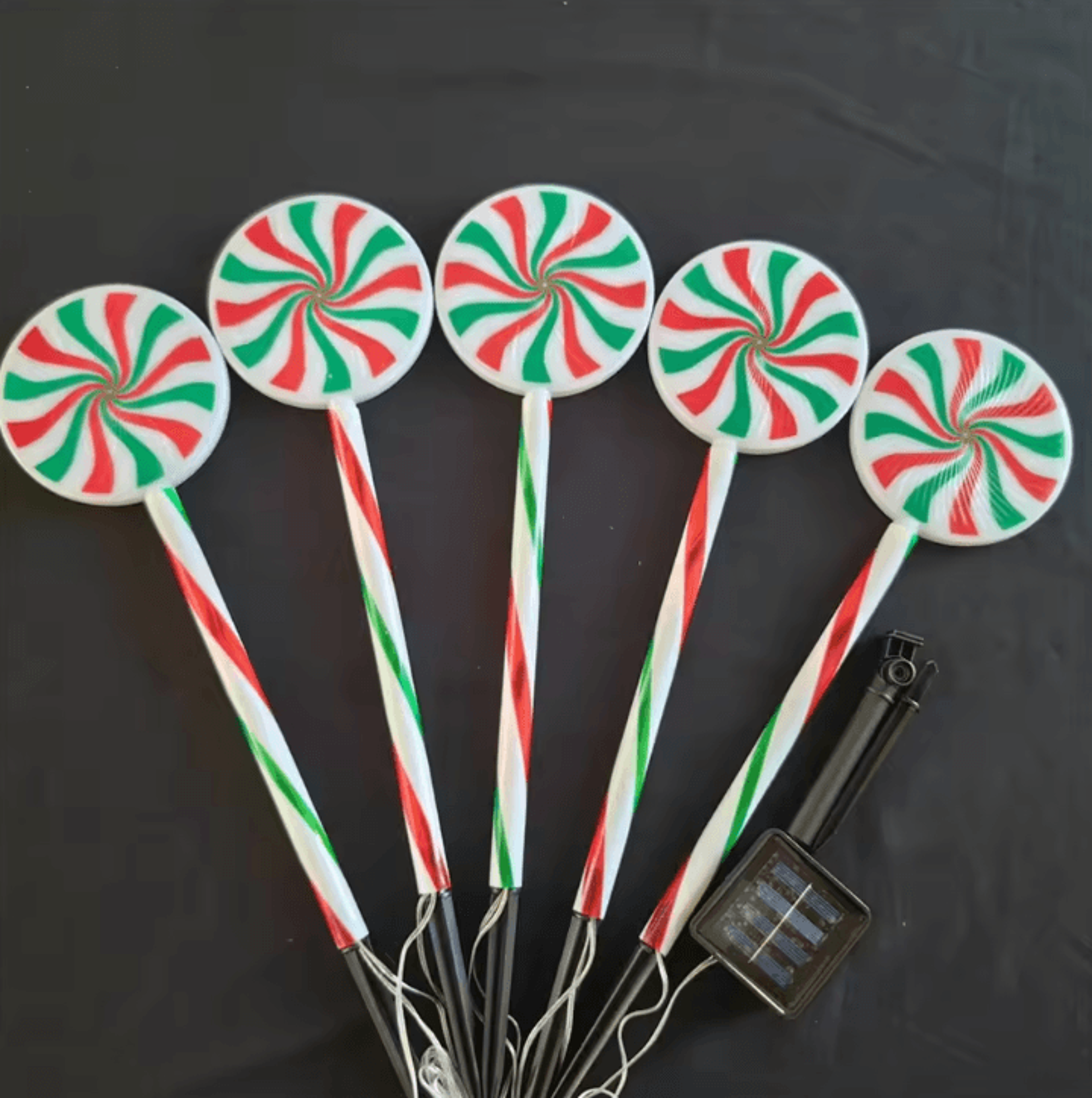 Solar 5Pack Candy Cane Christmas Pathway Lights  Waterproof Outdoor Holiday Stakes 4