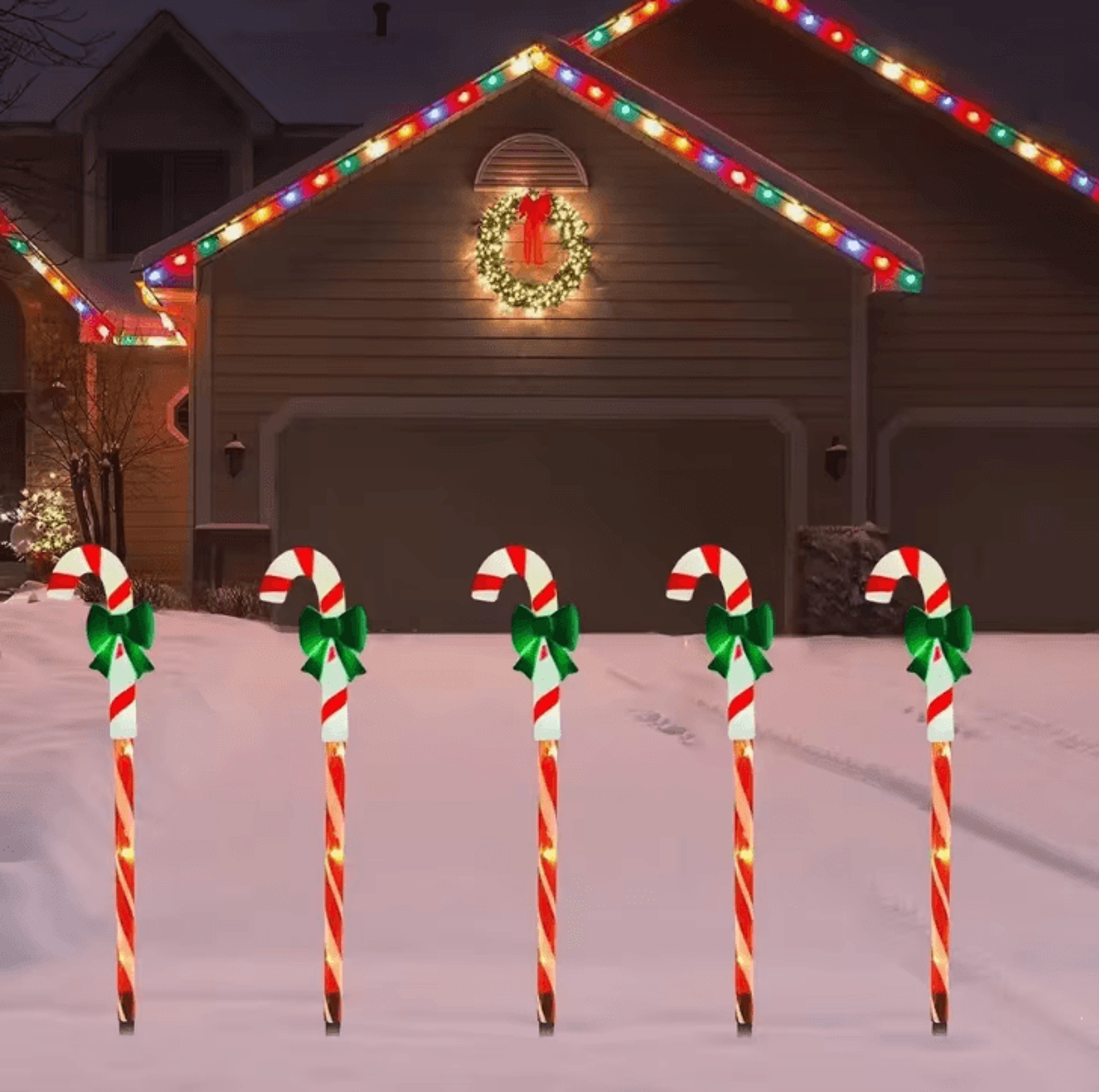 Solar Christmas Candy Cane Pathway Lights  5Pack Outdoor Yard  Lawn Decor 1