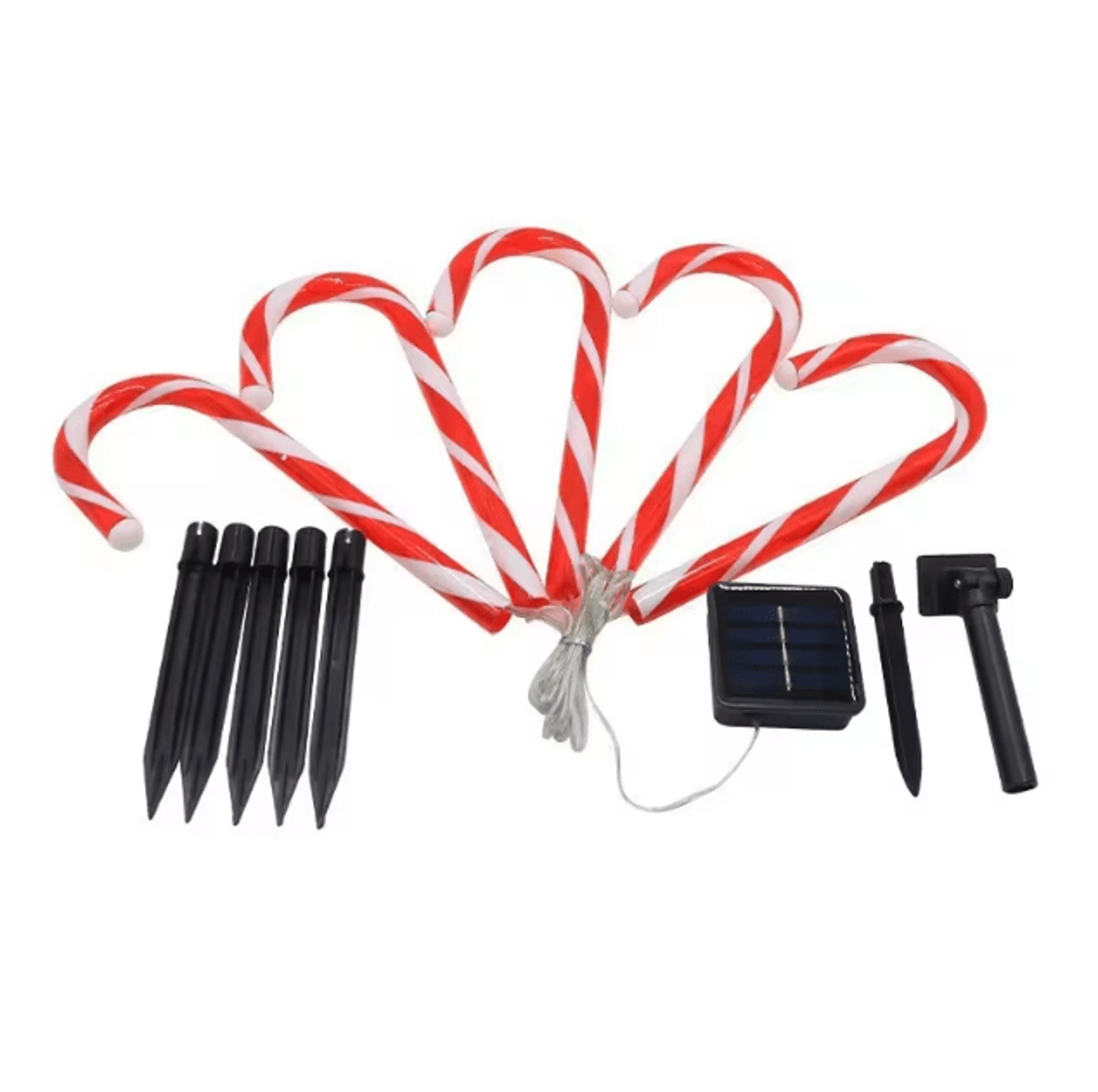 Solar Christmas Candy Cane Pathway Lights  5Pack Outdoor Yard  Lawn Decor 5