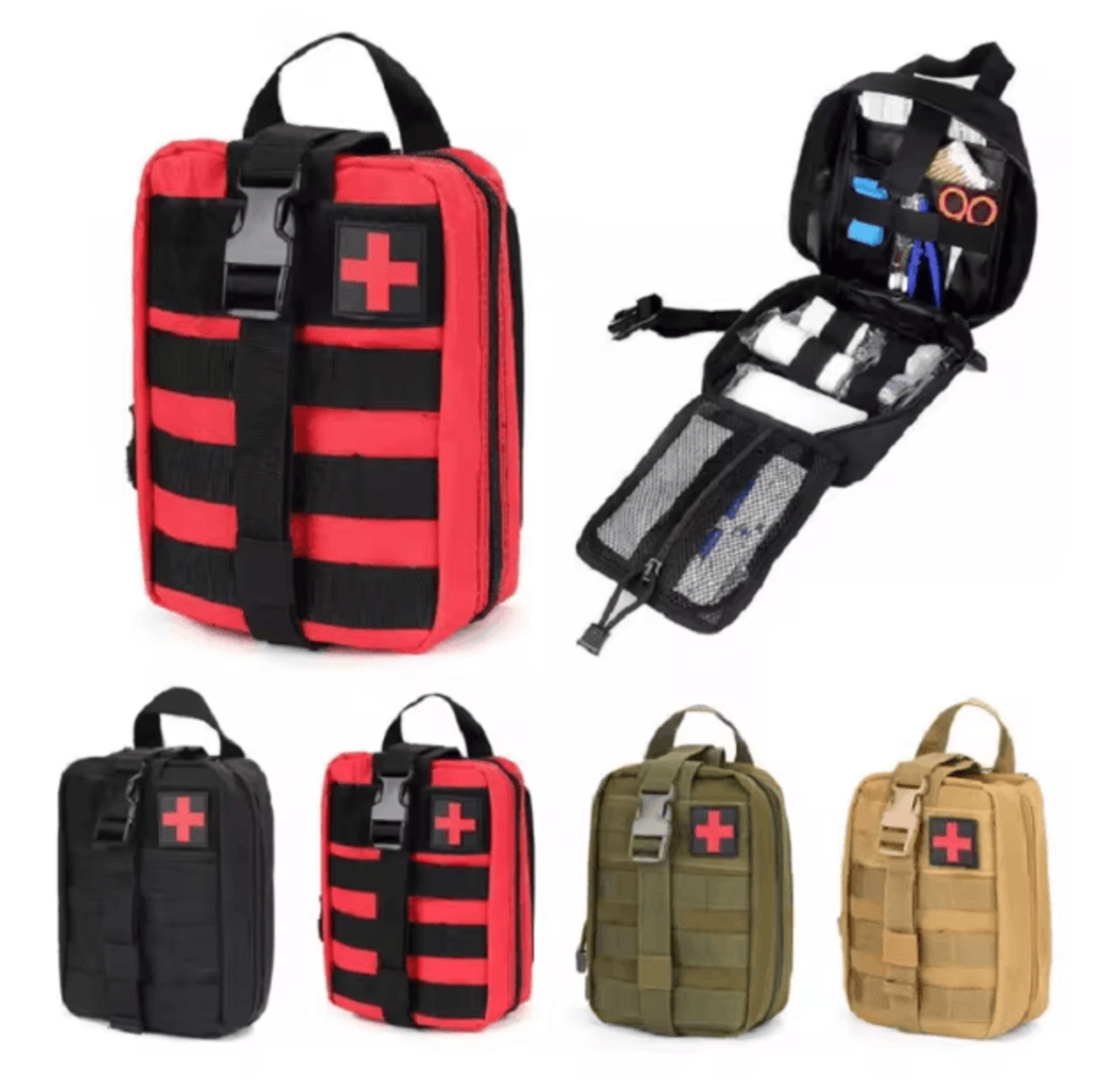 edc outdoor first aid kit – molle medical ifak survival pack for travel, camping & hunting