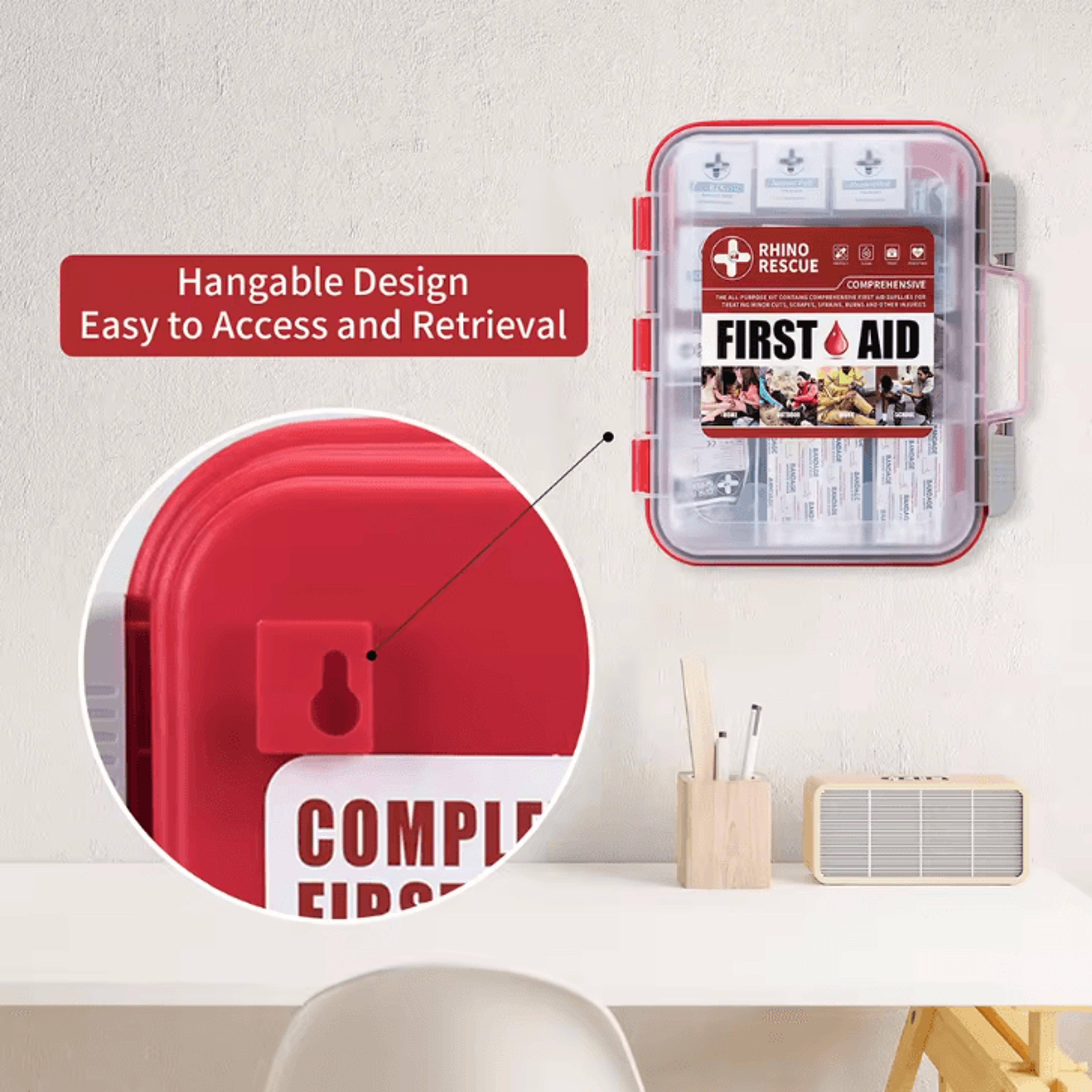 RHINO RESCUE 350Piece AllPurpose First Aid Kit  OSHACompliant Medical Supplies For Home Office  Eme 2