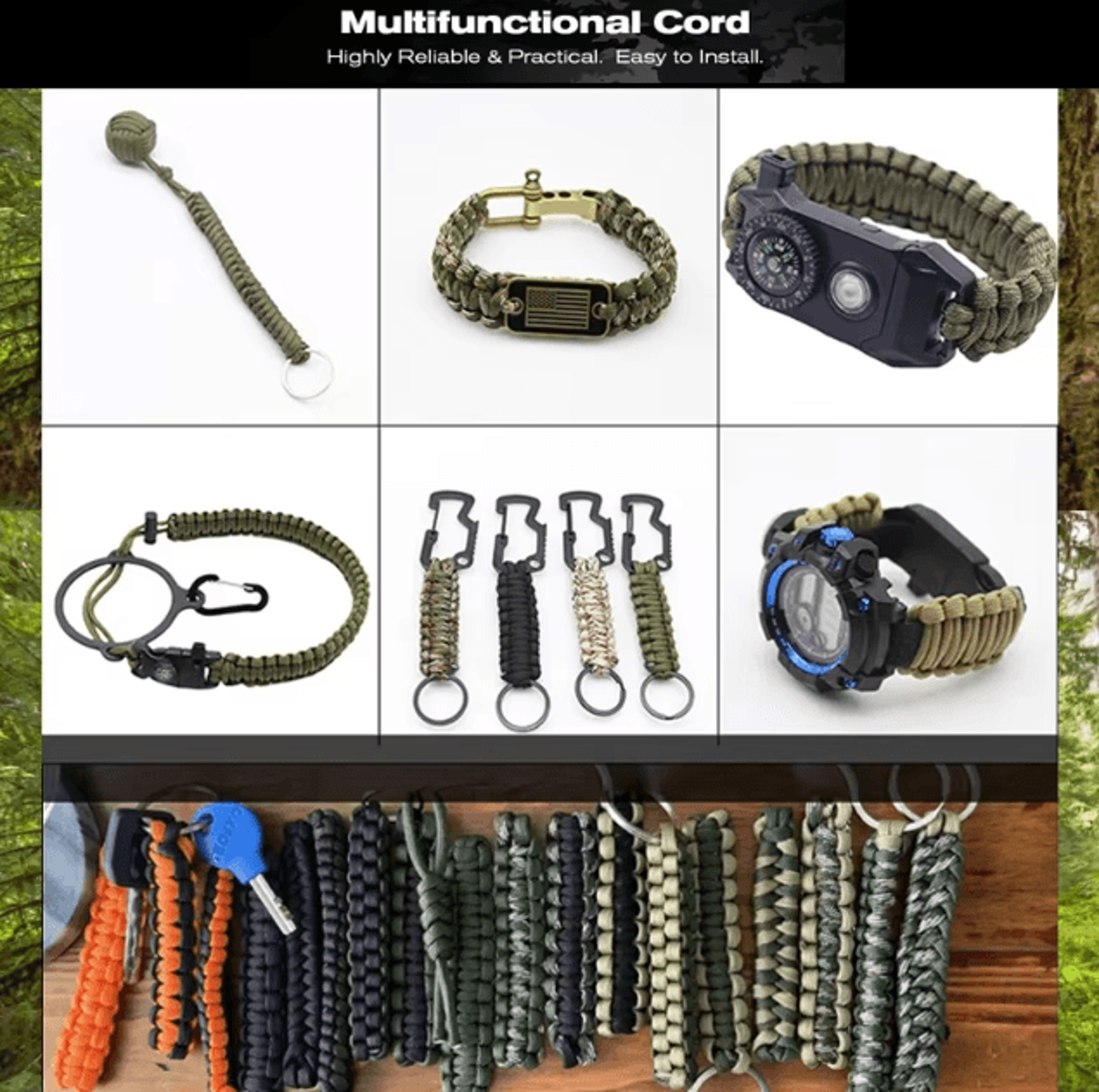 Military 550 Paracord Rope  7Strand 4 Mm Survival Parachute Cord For Outdoor Camping  DIY 3
