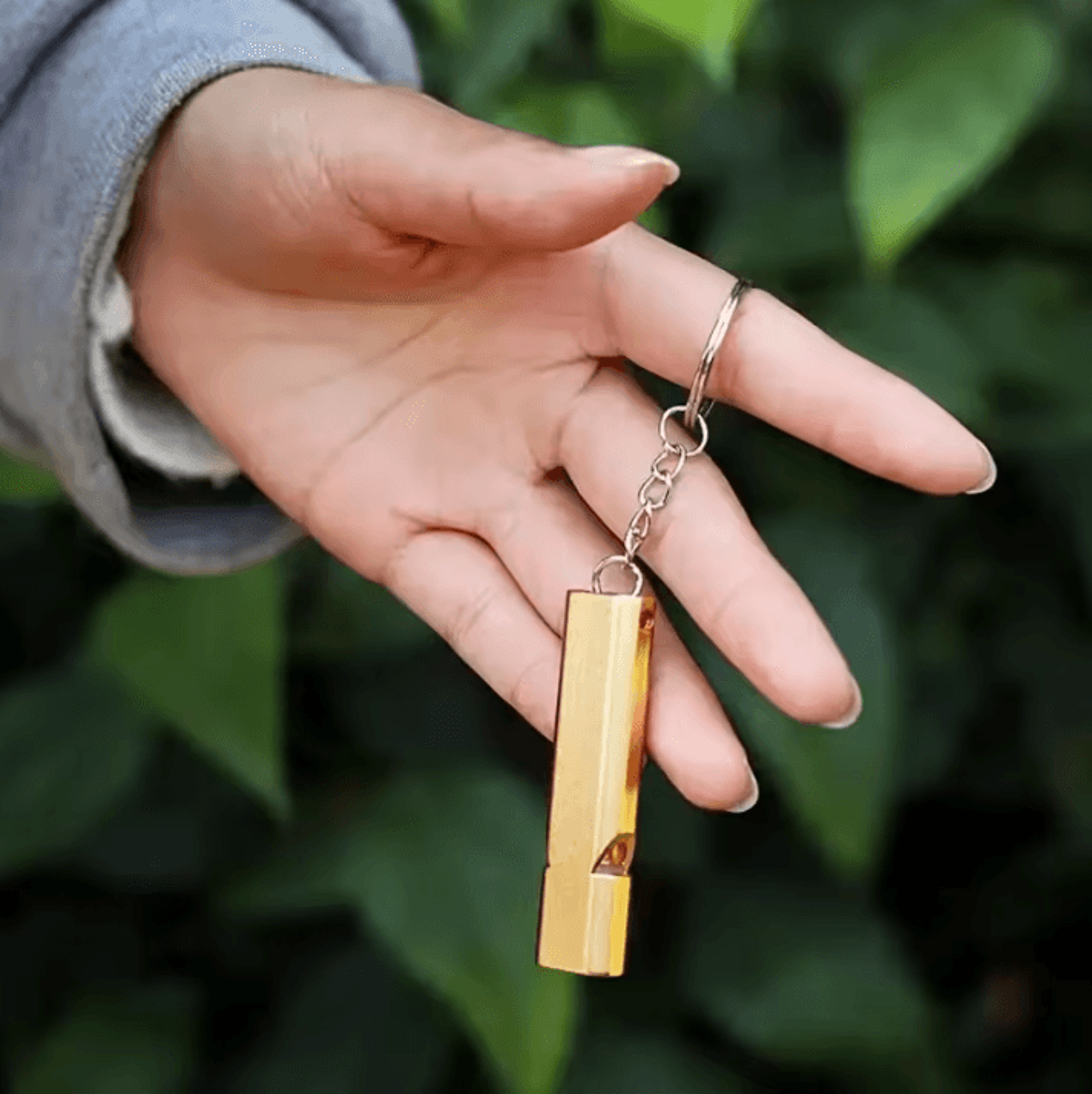 Gold Survival Whistle Keychain  DoubleHole Emergency Rescue Whistle For Camping  Outdoor Safety 2