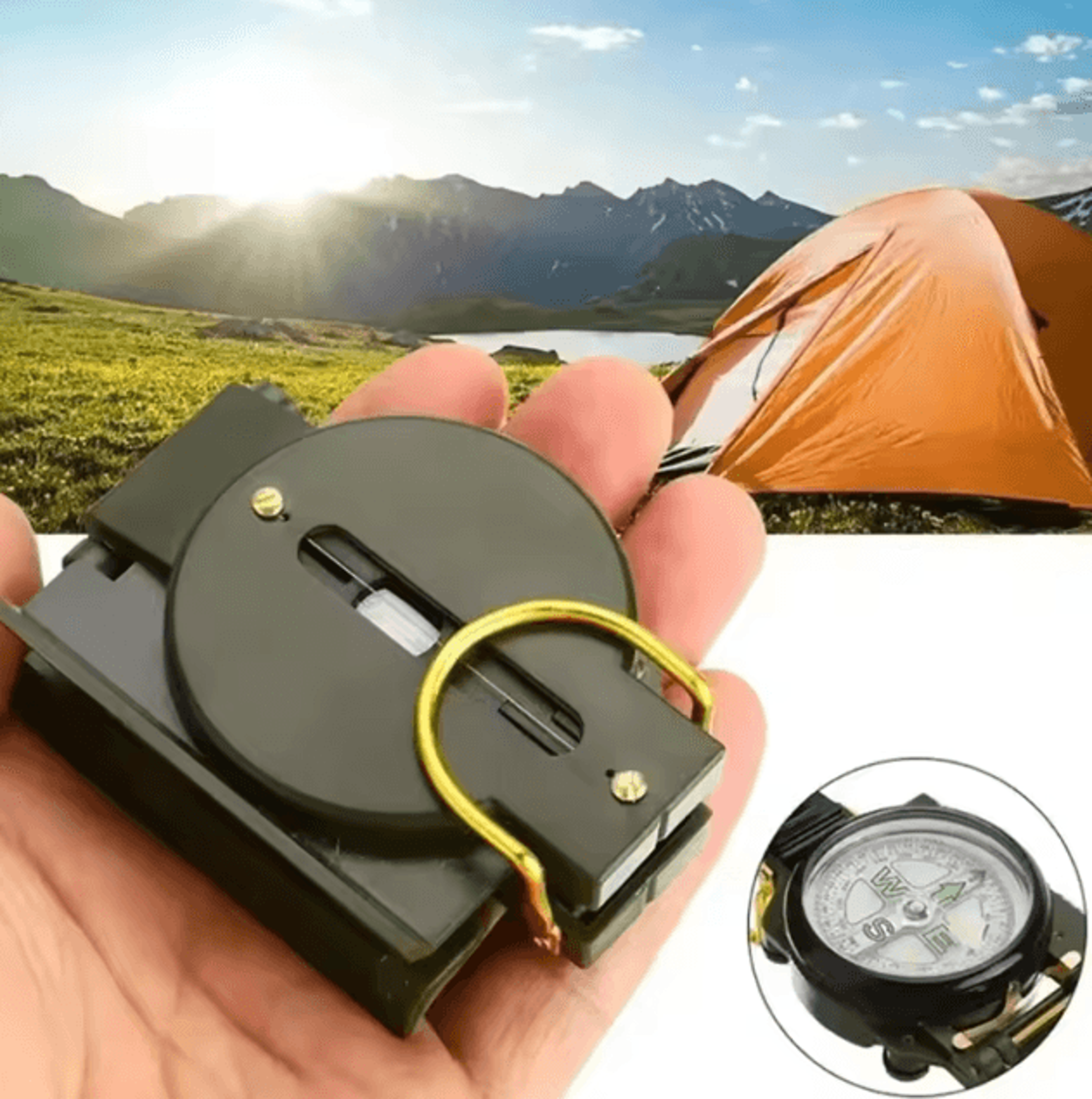 high-precision military lensatic compass – aluminum alloy folding outdoor navigation tool