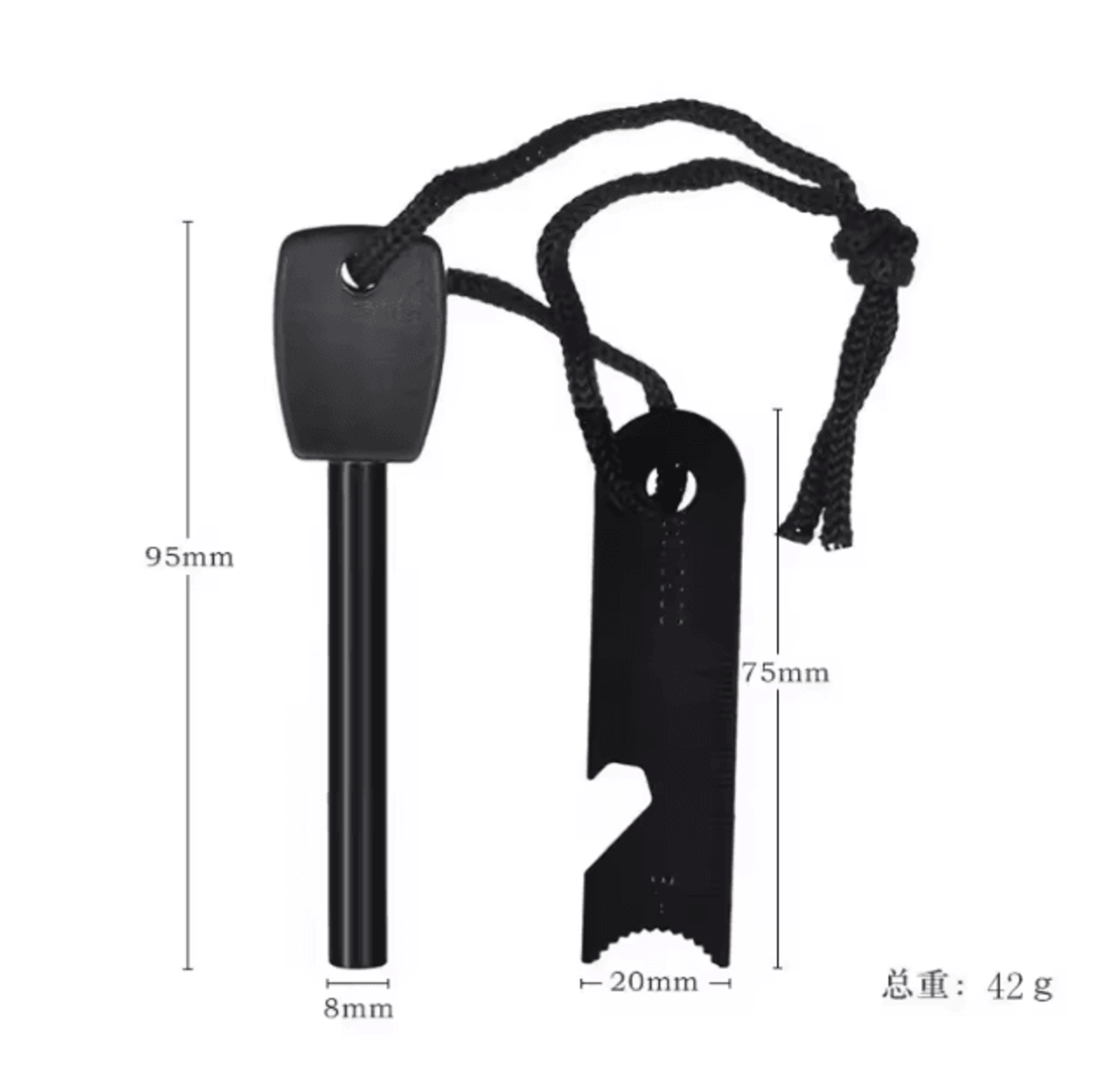 Wilderness Survival Flint Fire Starter  Portable Magnesium Fire Kit With Wooden Handle For Camping  8