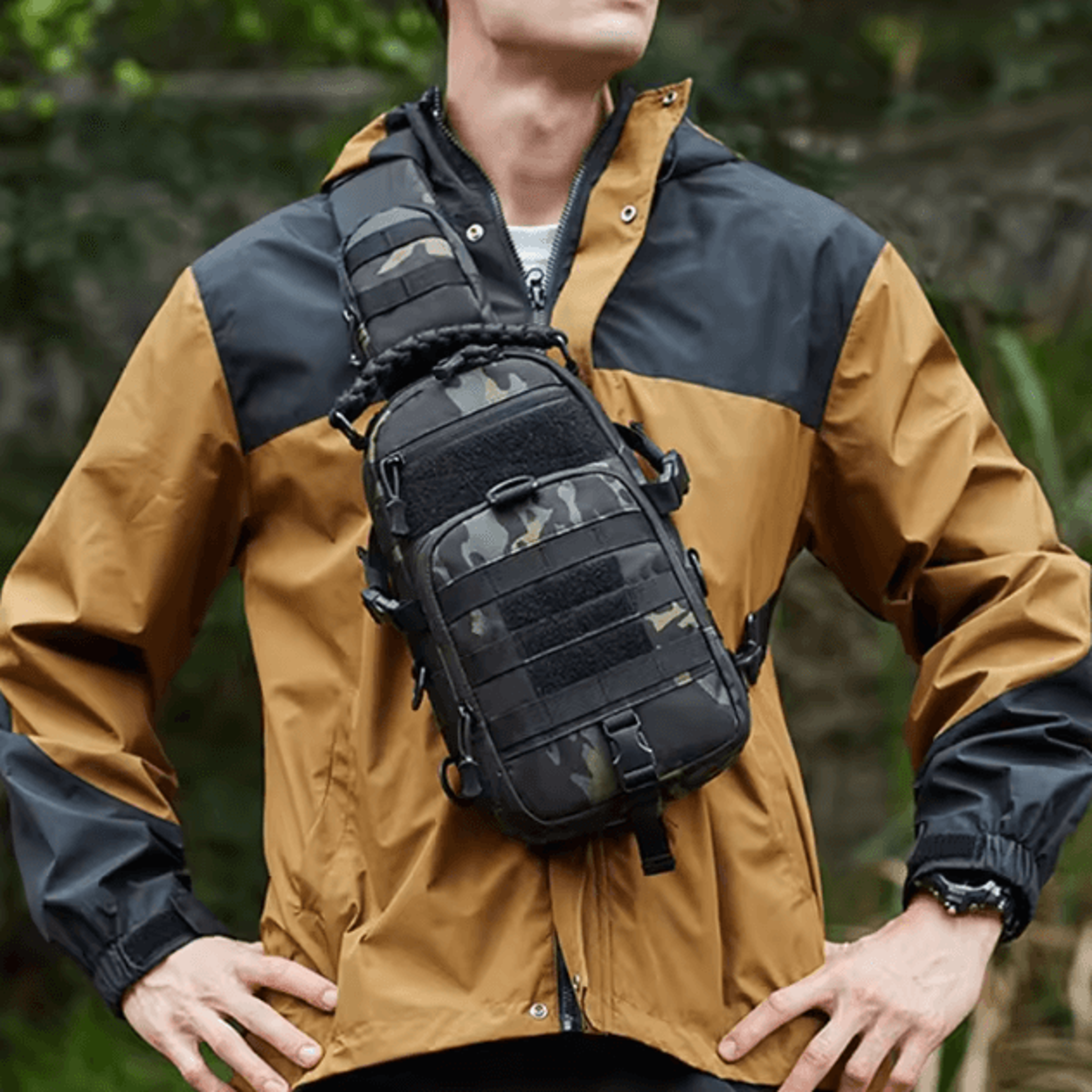 Tactical Camping Chest Sling Bag  MOLLE Outdoor Chest Pack For Hiking Cycling Fishing  Travel 2