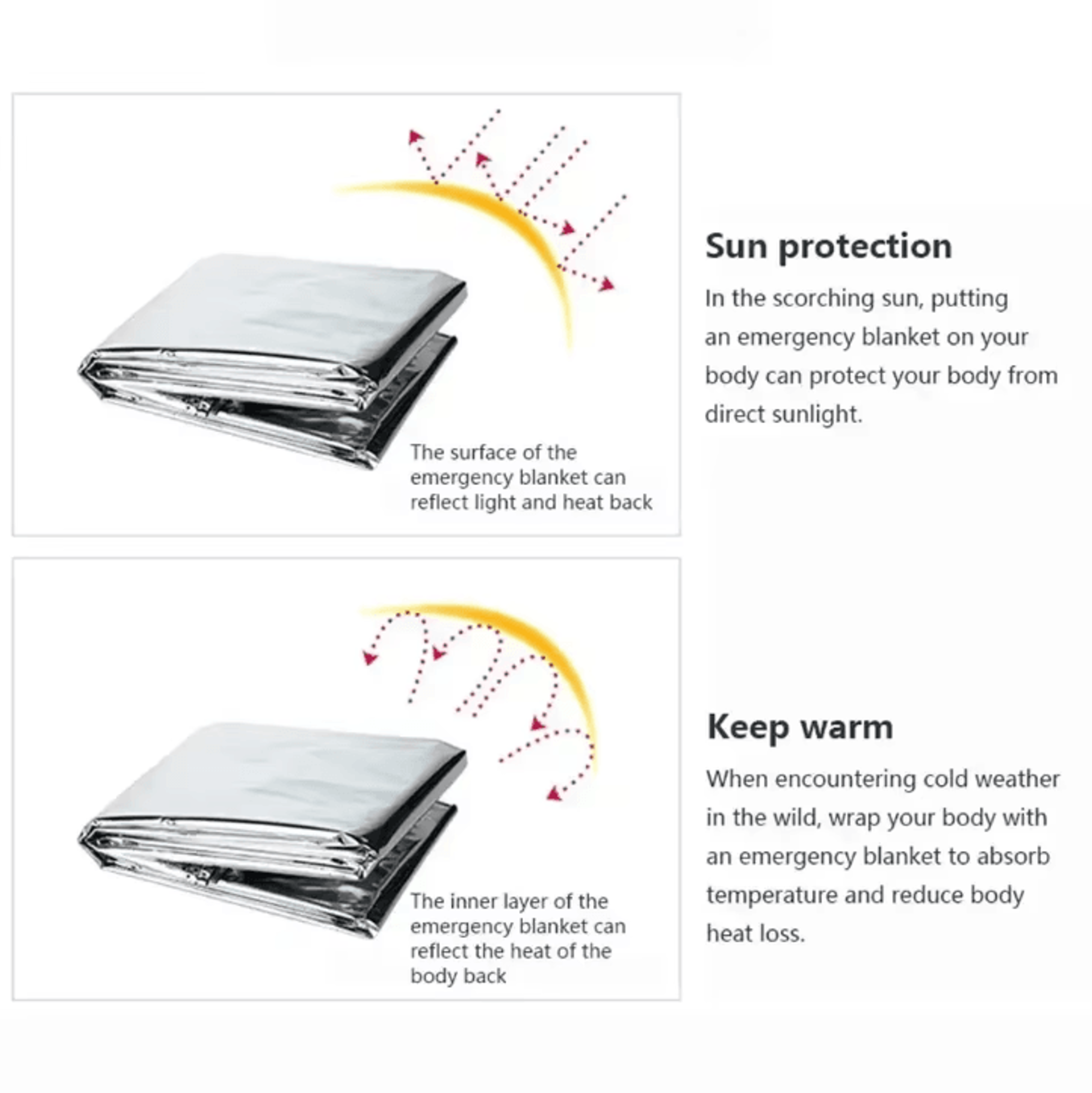 UltraLight Emergency Thermal Poncho Blanket  Waterproof Mylar Survival Poncho For Camping Hiking  E 3