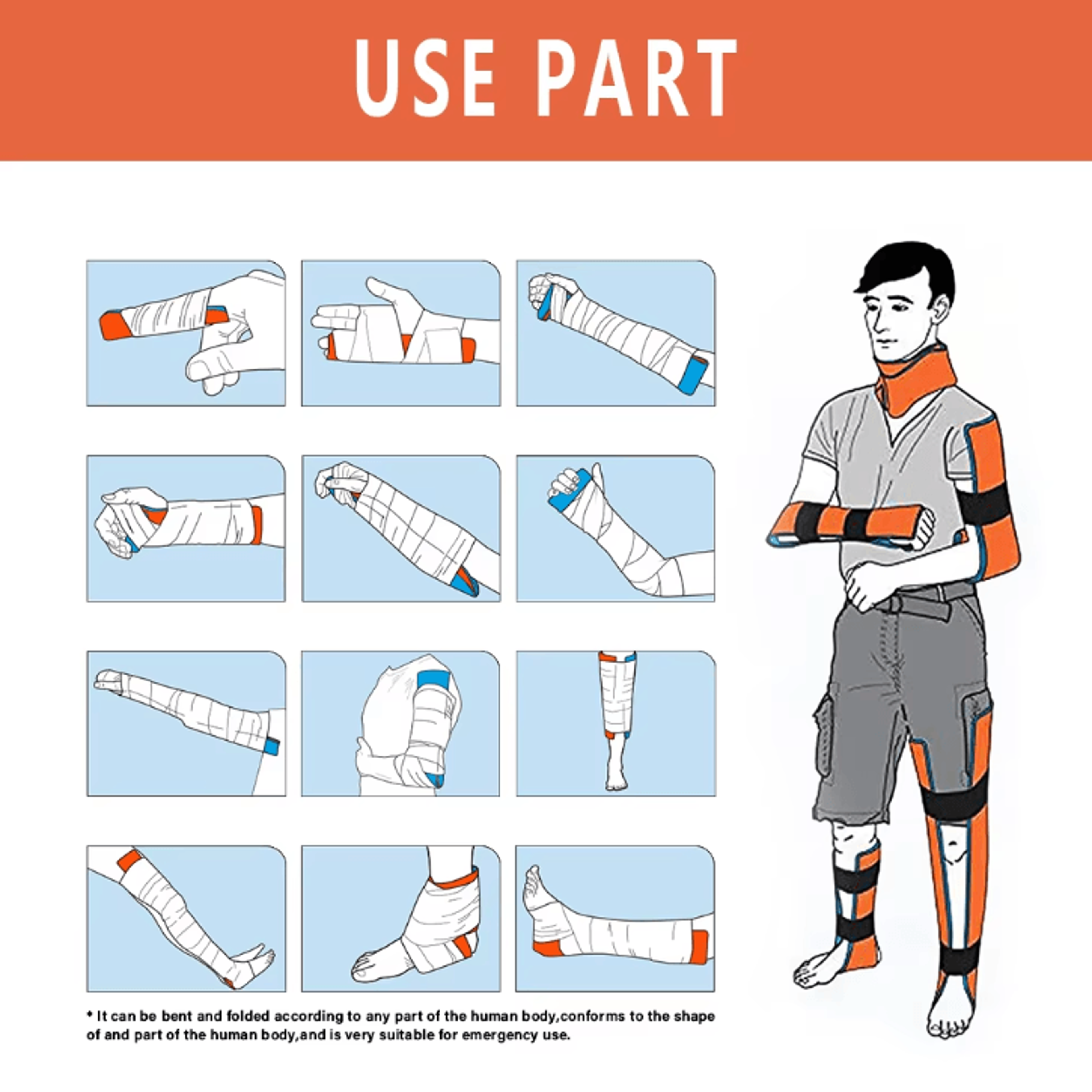 Universal Aluminum Splint Roll  Moldable Emergency Medical Splint For Camping Travel  Survival Firs 3