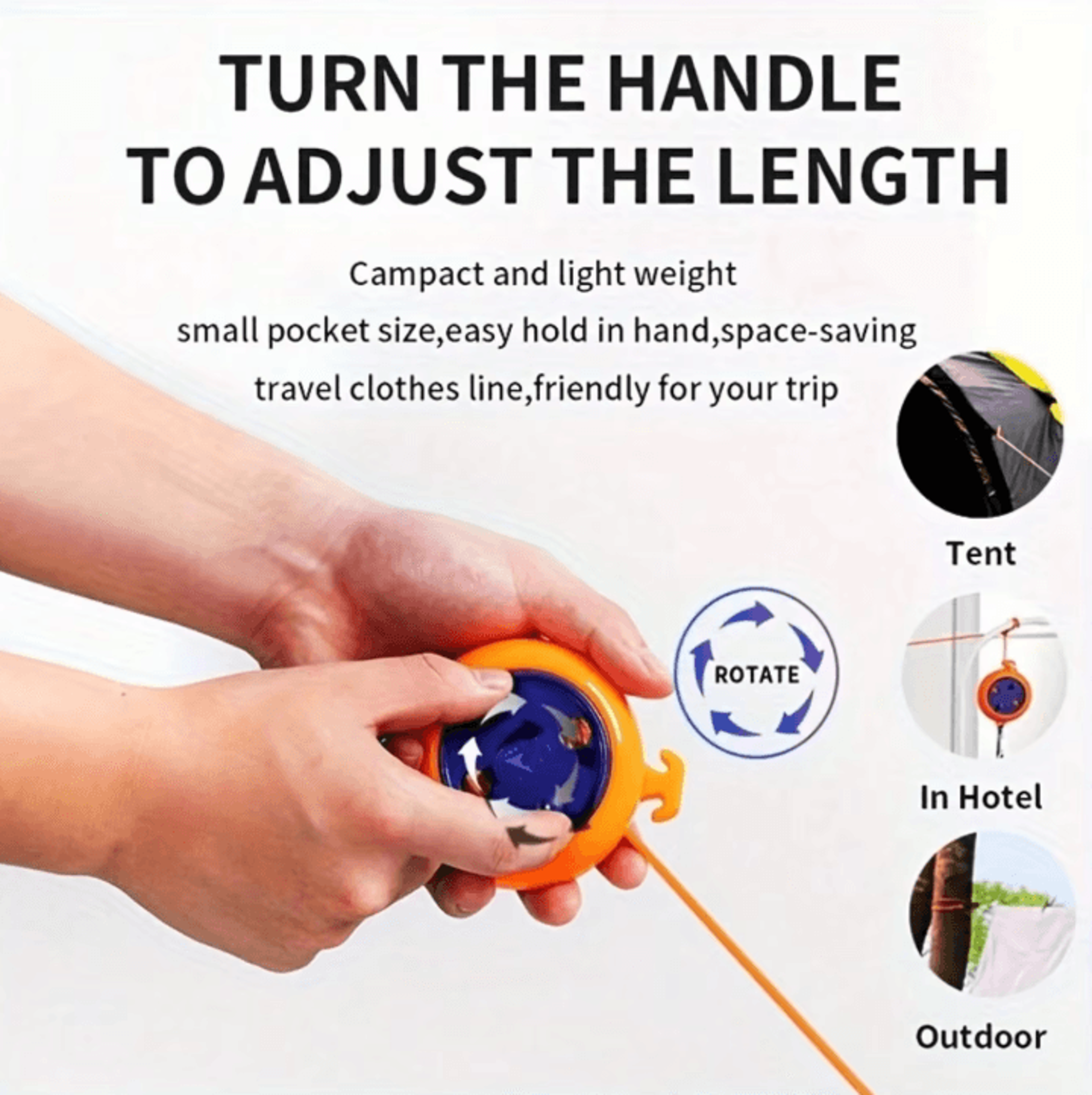 Portable Retractable Travel Clothesline Adjustable Camping Laundry Drying Rope For Outdoor Camping  2