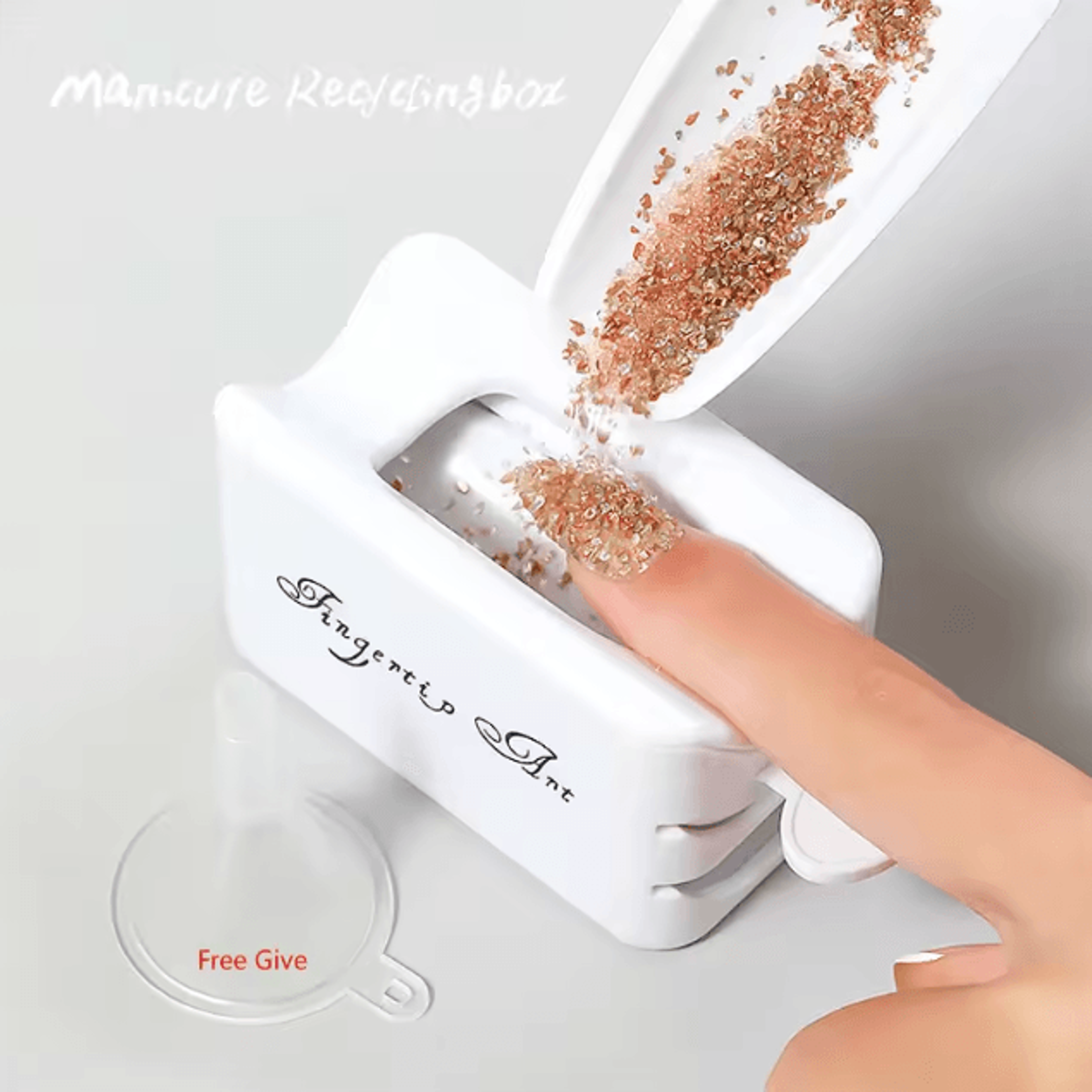 double-layer nail art glitter & drill storage box – portable manicure powder recycling organizer