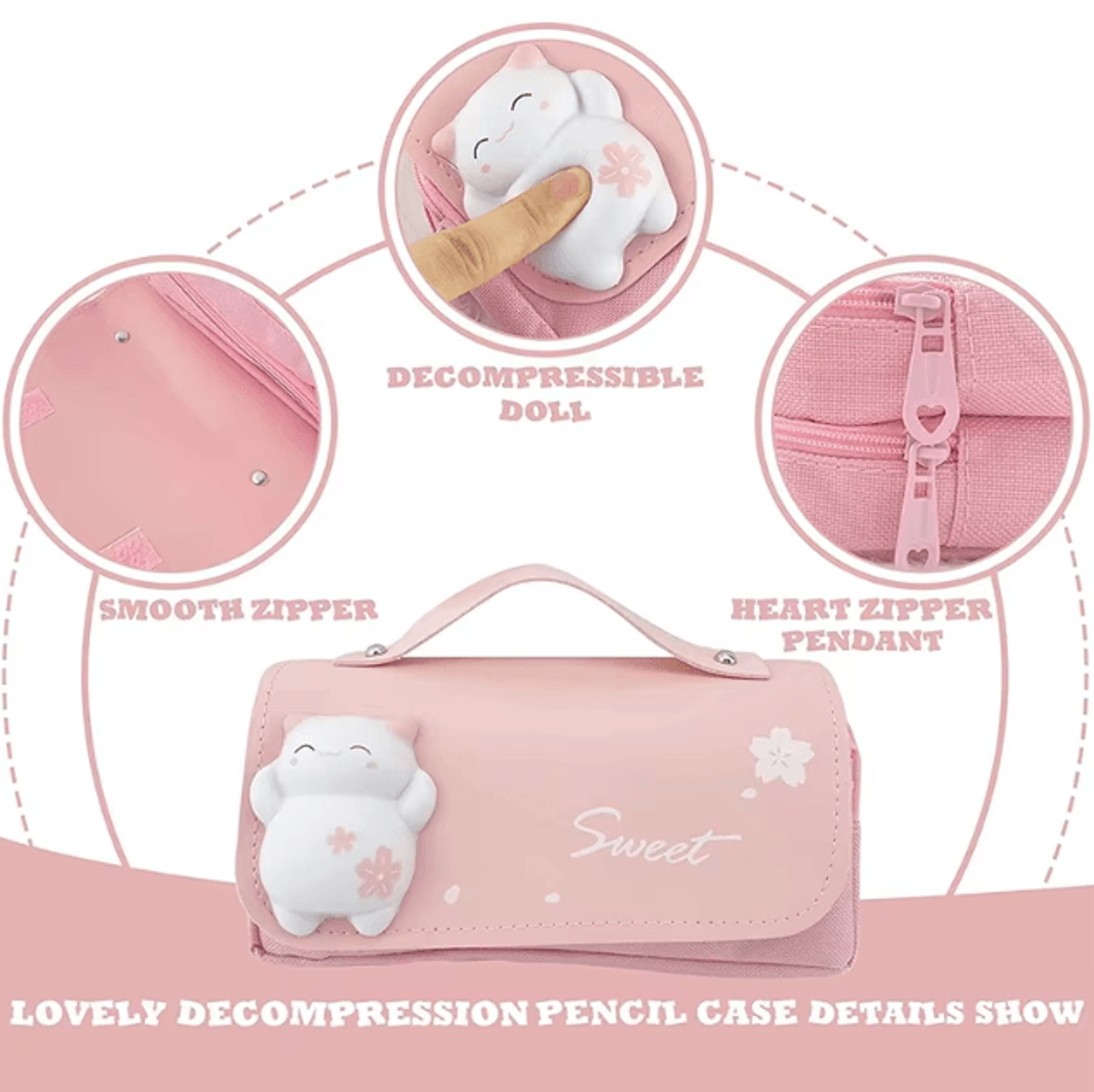 3D Kawaii Pencil Case Cute Waterproof Decompression Pen Pouch Organizer For School Supplies 4