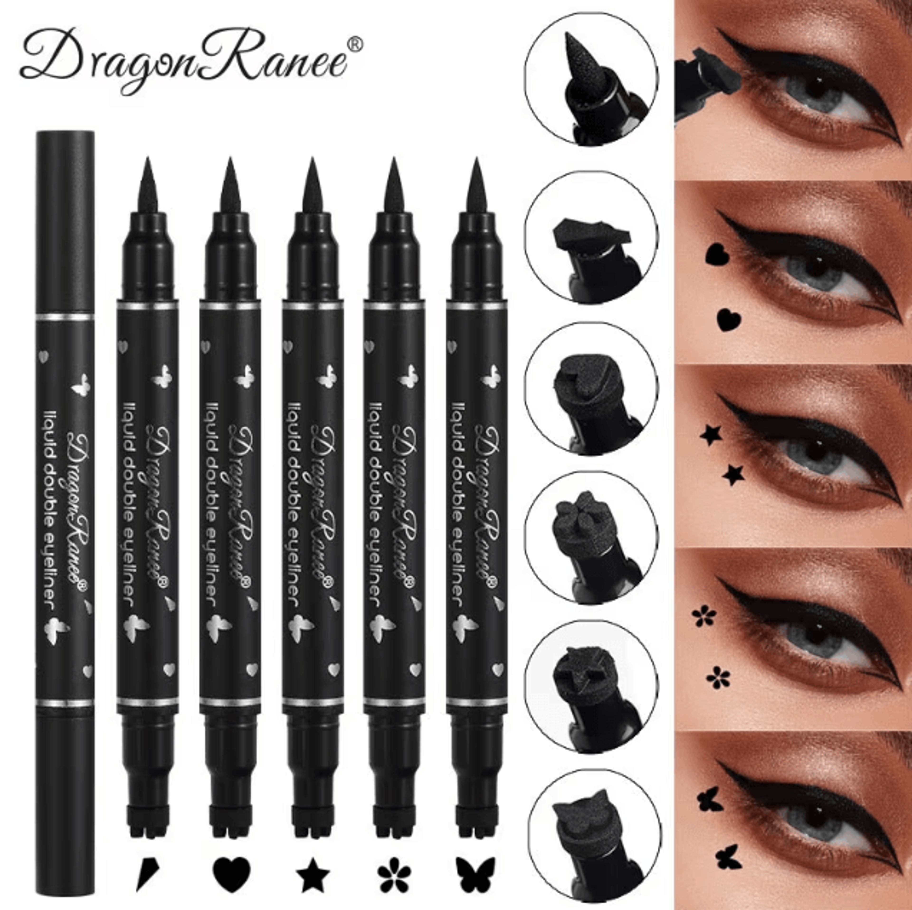 dragon ranee double head stamp eyeliner – waterproof star & heart seal liquid eyeliner