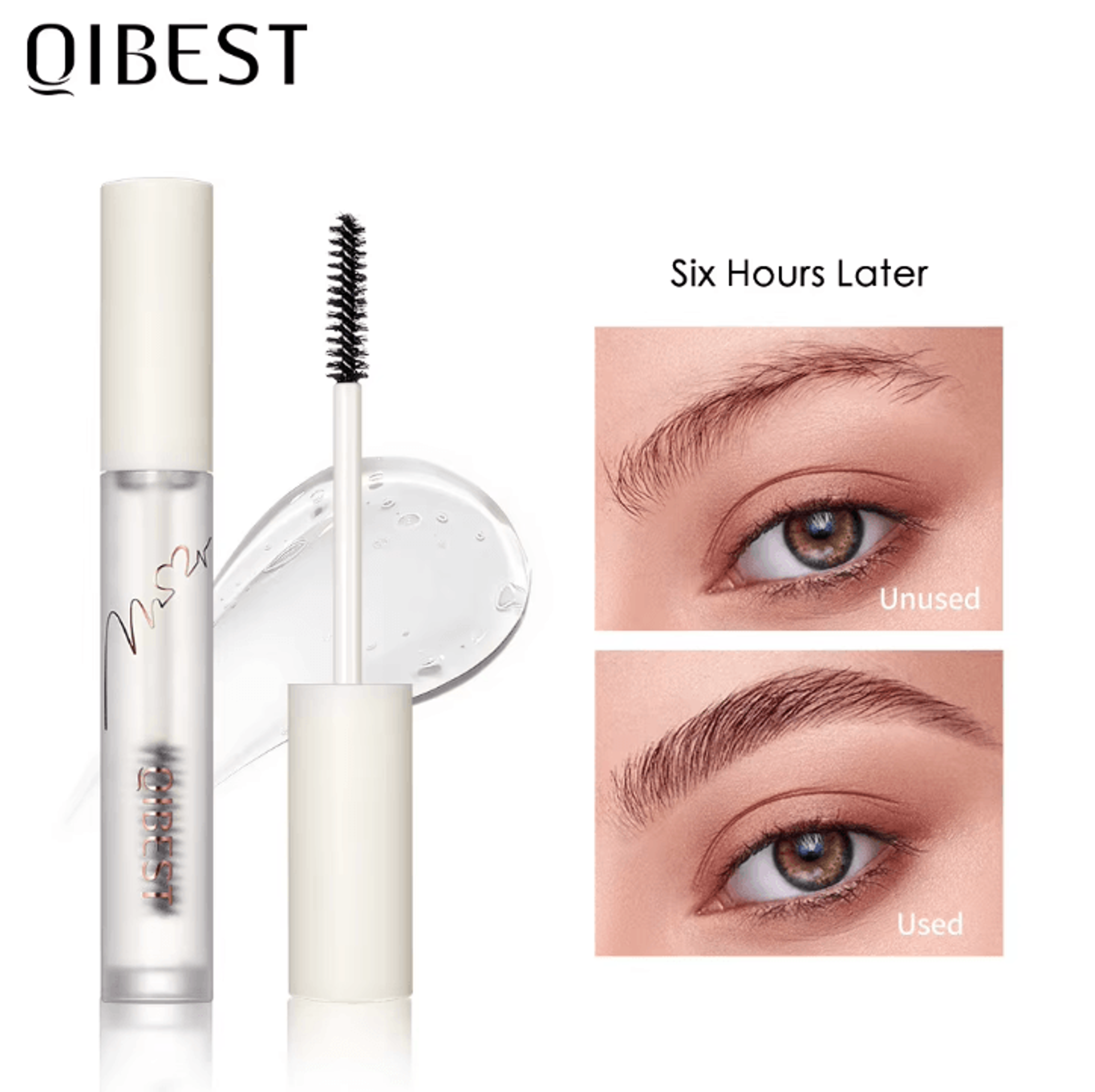 qibest clear eyebrow setting gel – waterproof transparent brow grooming serum