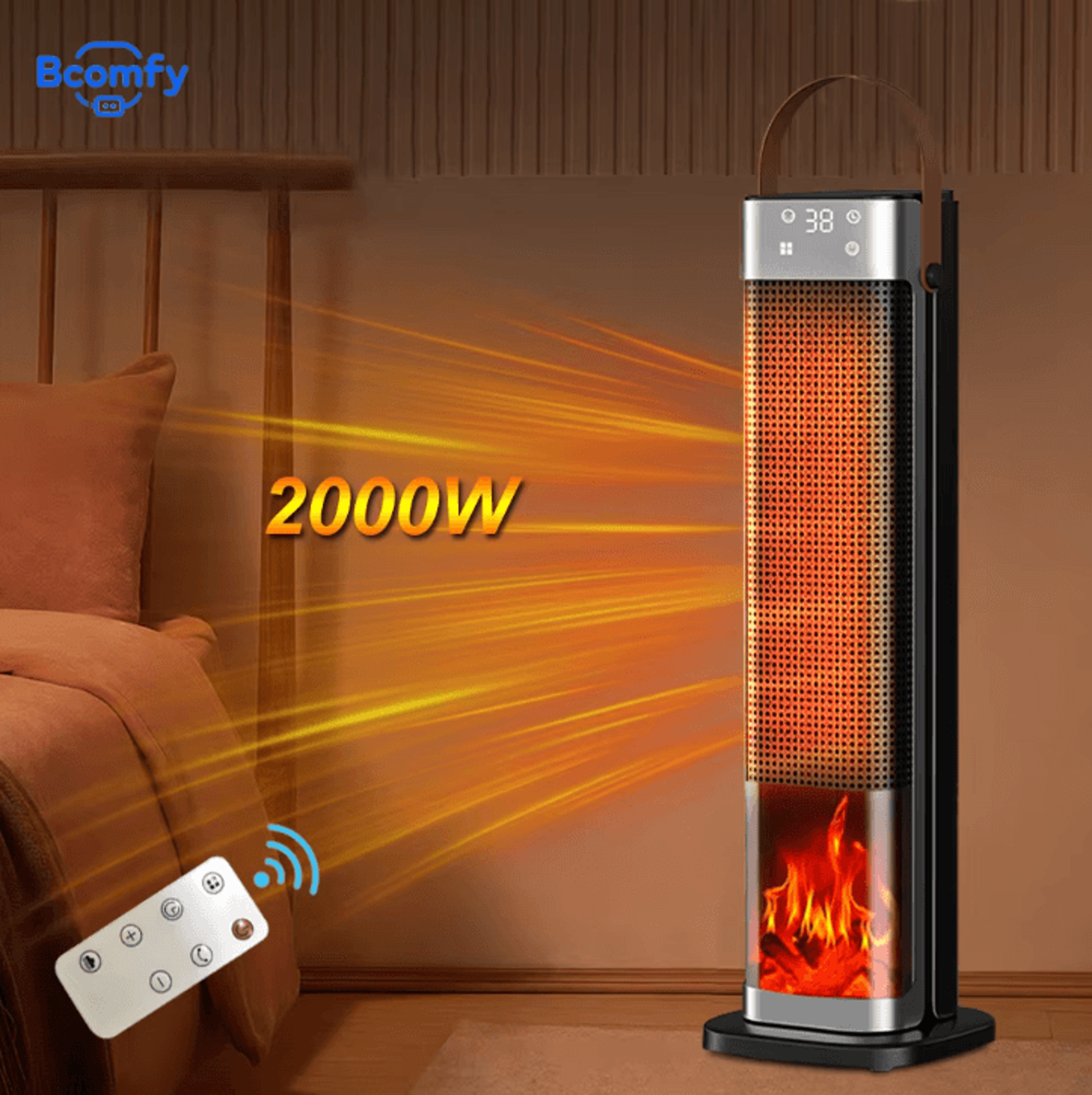 portable electric space heater 2000w ptc ceramic fan heater with remote control